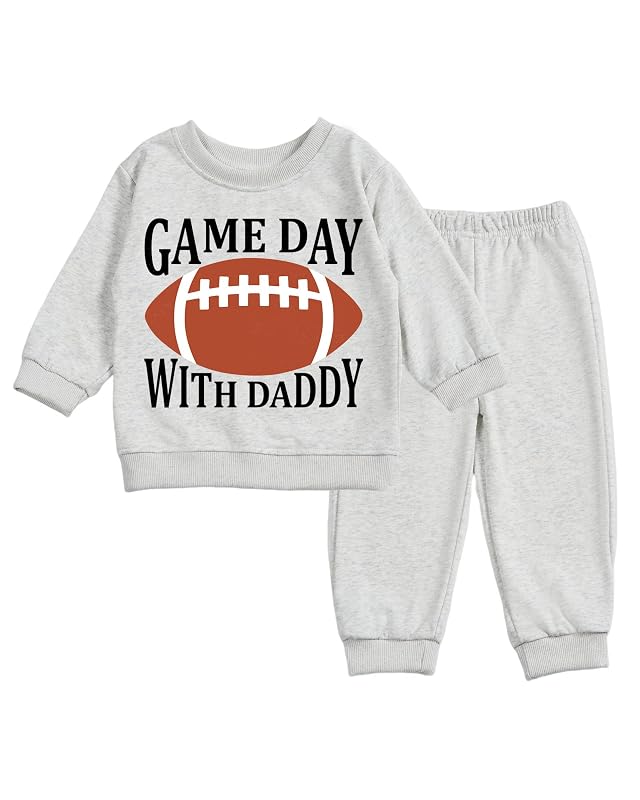Toddler Baby Game Days Long Sleeve Sweatshirt Top Jogger Pants Set Cute Fall Winter Clothes Set