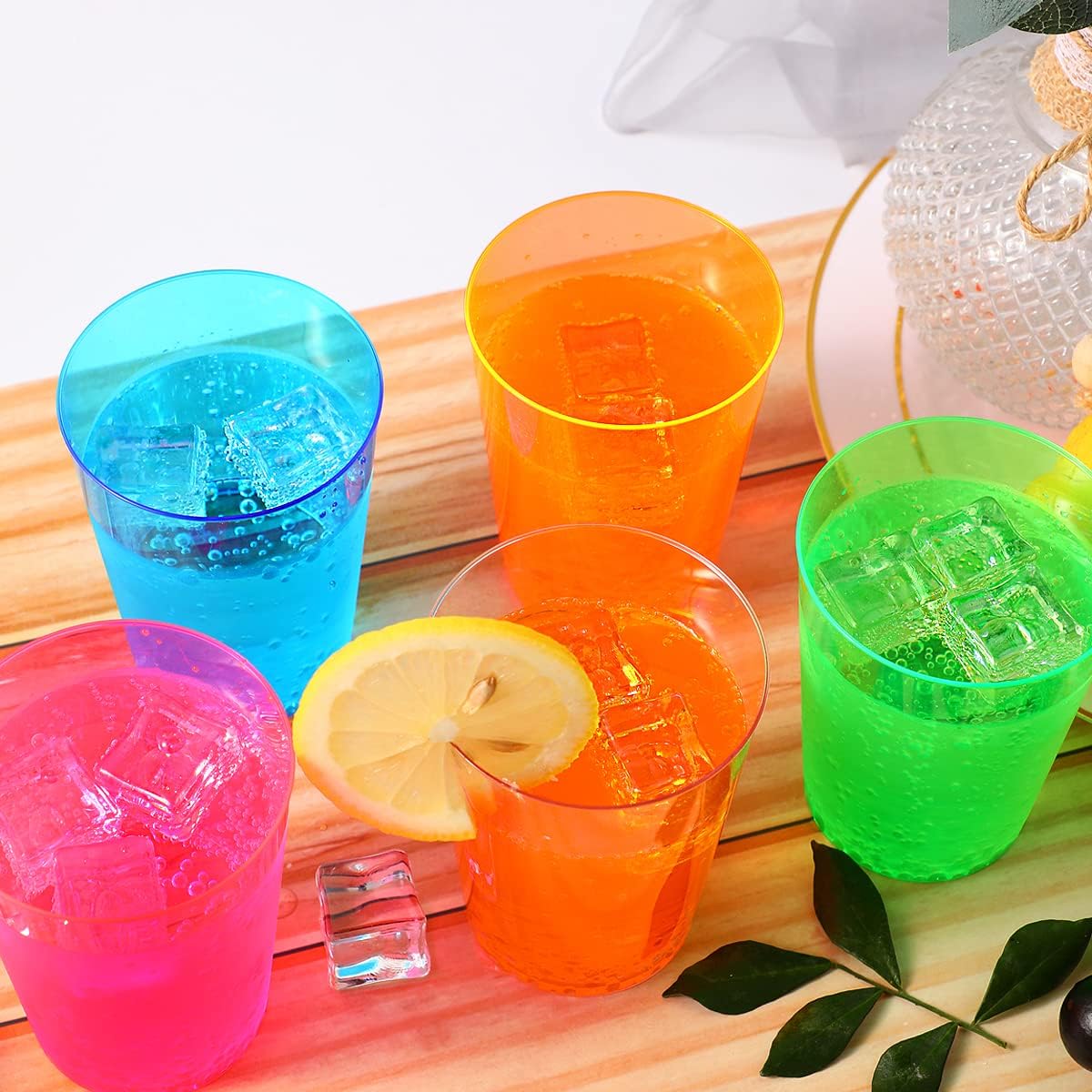 Neon Disposable Cups - 100 10oz Party Tumblers -3