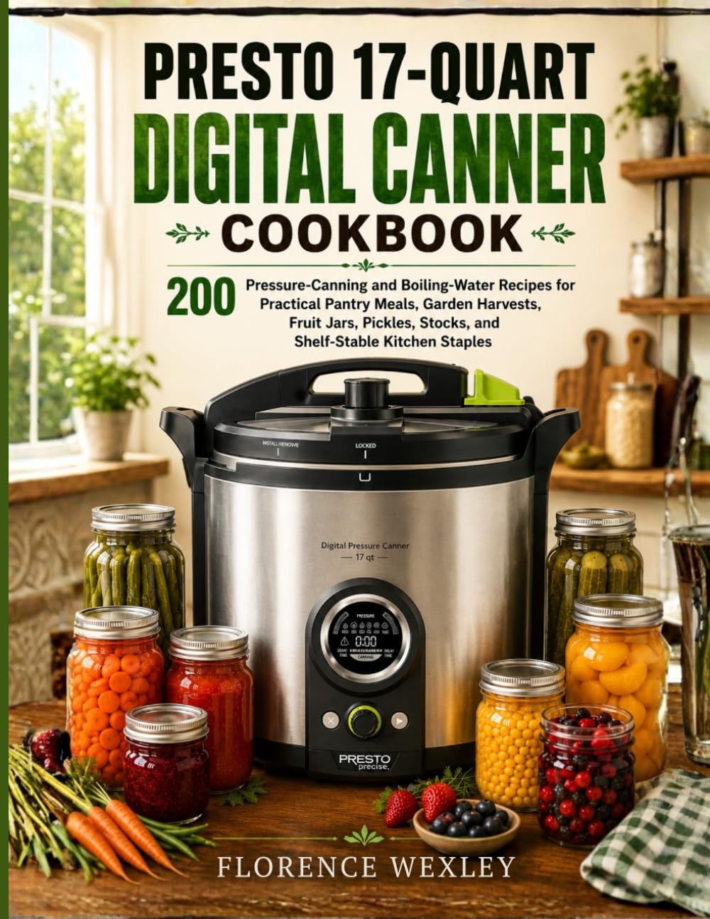 Presto 17-Quart Digital Canner Cookbook: 200 Pressure-Canning and Boiling-Water Recipes for Practical Pantry Meals, Garden Harvests, Fruit Jars, Pickles, Stocks, and Shelf-Stable Kitchen Staples