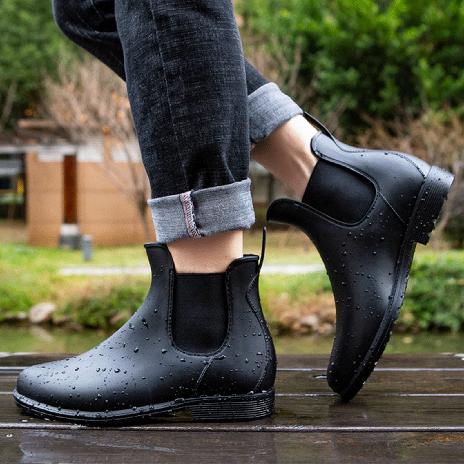 Geweo Gummistiefel Damen Chelsea Herren Wasserdicht Winddicht in Schwarz Braun Grau Rot Pink Weiß Gr. 35-43