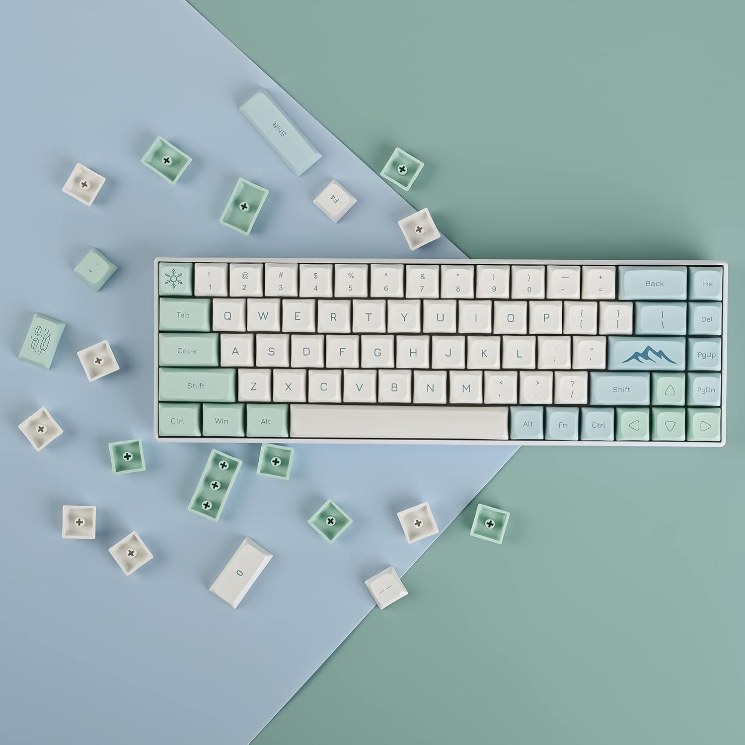 XDA PBT Key Cap, 133 Keys Dye Sublimation Glacier White Custome Key Cap Set for Cherry/Gatron MX switches 60 Percent/68/61 Gaming Mechanical Keyboard (Glacier White)