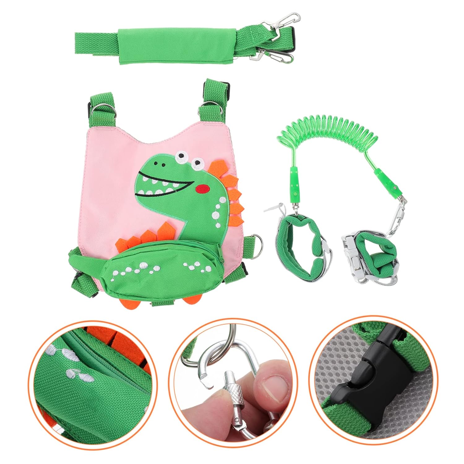 Dinosaur Anti-Lost Toddler Harness Leash Breathable Walking Safety Strap for Boys and Girls for Outdoor Use 1 Set