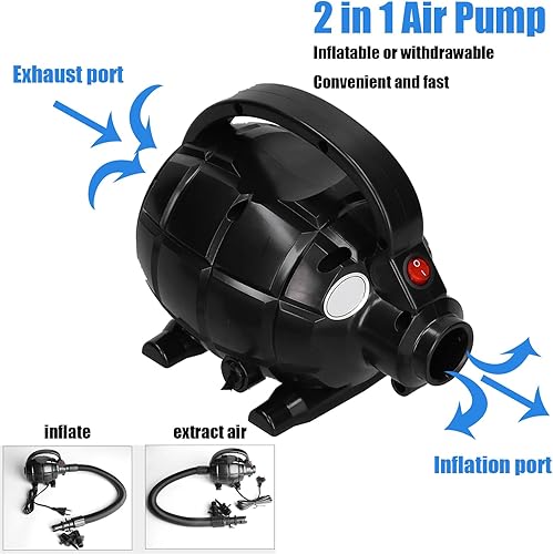 Miniatura 5 de Bomba eléctrica de colchón de aire, 17000pa 600 W, bomba de pista de aire multifunción de alta presión, bomba inflable eléctrica para colchón de