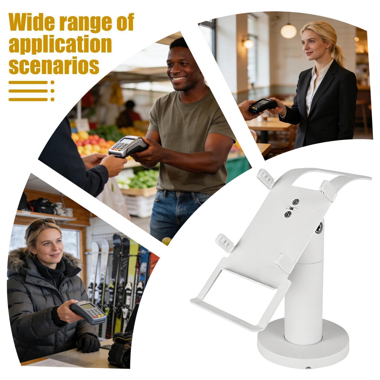 Soporte para Terminal POS | Abrazadera antivuelco con rotación de 360° | Montura TPV y Registradora,para Supermercado, Tienda, Almacén, Mostrador, Mesa Servicio, Barra de Bar, Feria Comercial