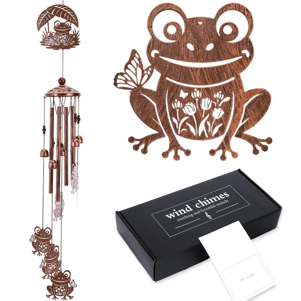 Riletese Frog Wind Chimes for Outside - Metal Windchimes Outdoors, Frog Gifts for Women/Men, Memorial/Birthday/Housewarming/Festival Gifts, Chimes for Garden Decor Patio Yard Outdoors — image 1