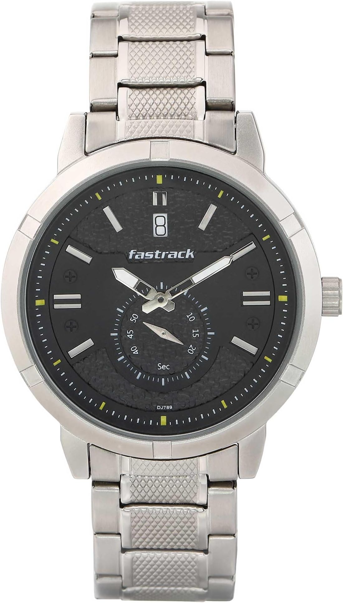 Go Skate Quartz Analog with Day and Date Black Dial Stainless Steel Strap Watch for Guys-NR3219SM01