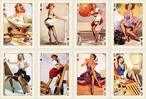 Vintage Pin Up Girls Playing Cards. Naipes estándar. 52 cartas y 2 comodines