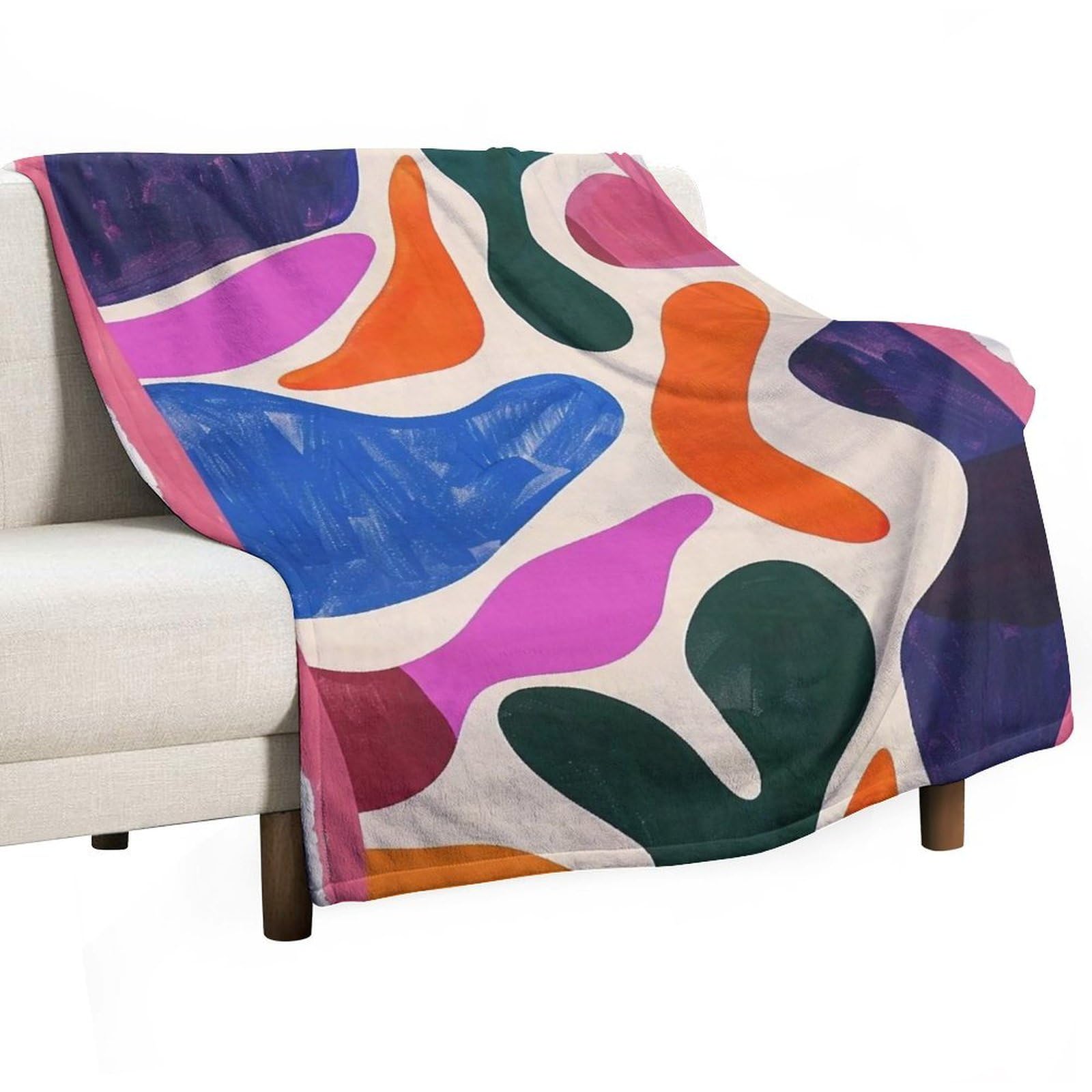 YHGSREUOH Colorful-Abstract-Shapes_01 Flannel Blankets Fleece Soft Throw Lightweight Plush Gifts for Couch, Bed, Cozy Sofa Plush, Chair, Lovers 80x100cm(30x40in)