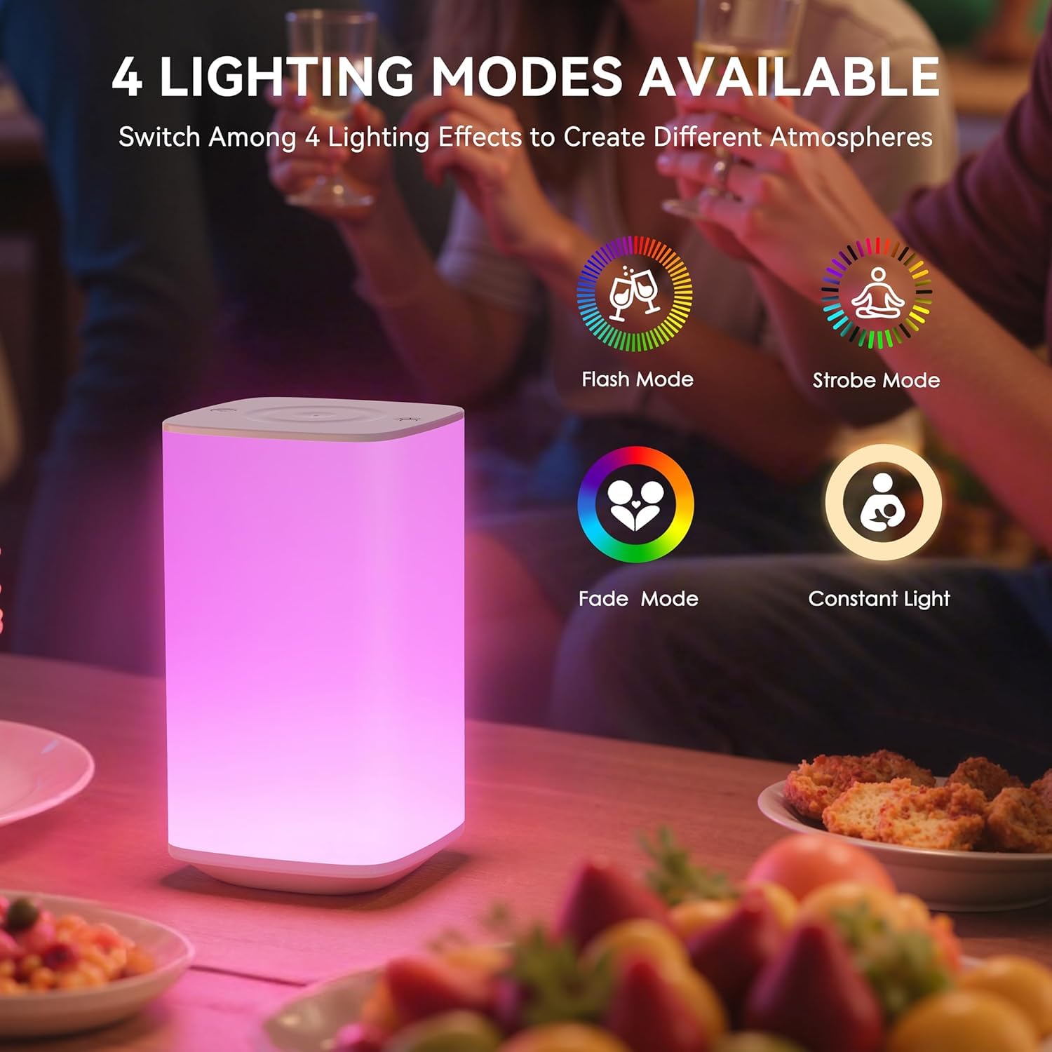Auxmir Lampada da Comodino 4000mAh Ricaricabile, Luce Notturna Bambini con 256 Colori RGB Regolabili, Abat Jour da Comodino Touch per Crea Atmosfera, Camera da Letto, Soggiorno,Campeggio