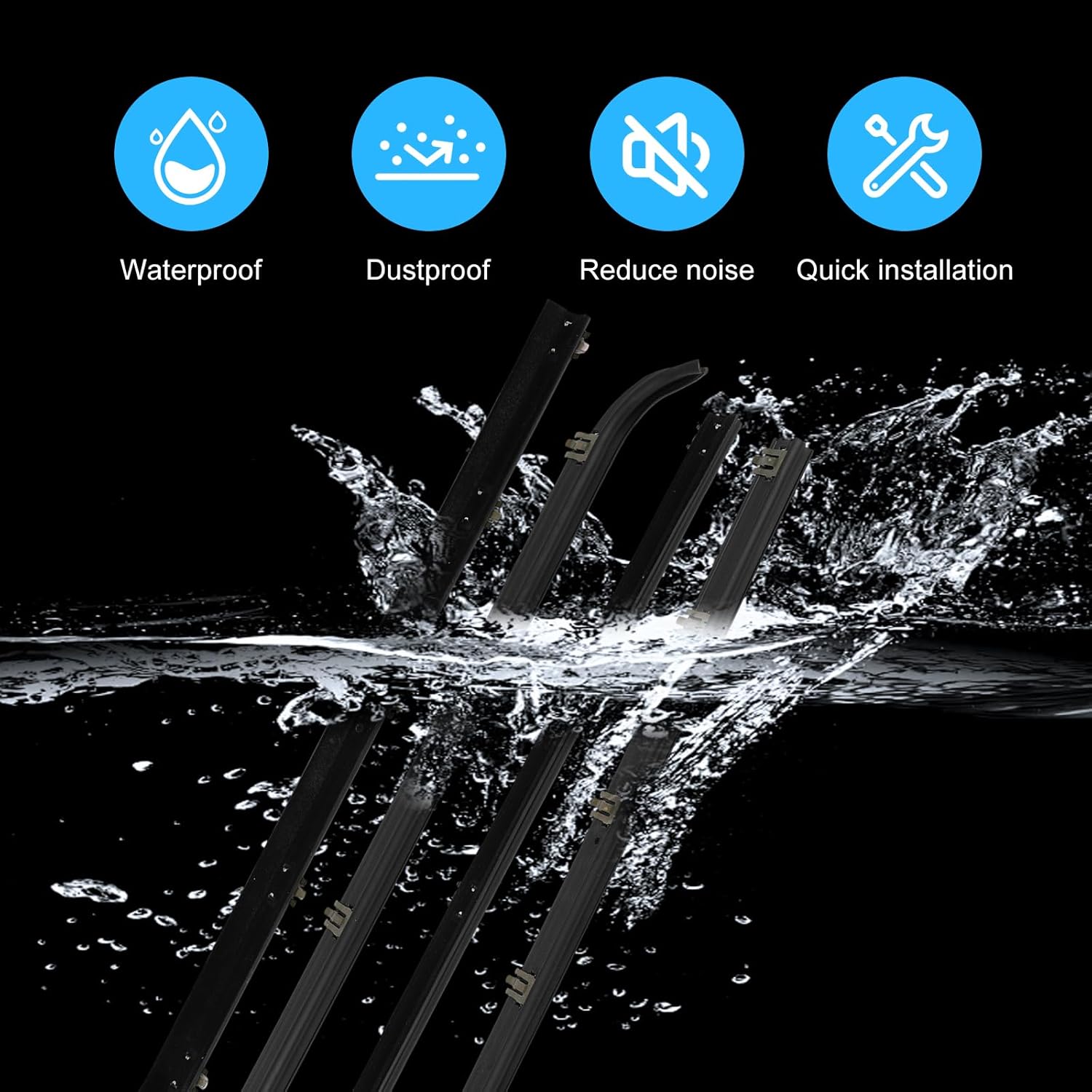 ECCPP Weather Stripping Window Trim For 1987-1997 For Ford F150 F250 F350 For Bronco Outer Door Window Molding Trim Replacement for E7TZ1521452A E7TZ1521453A F2TZ1521456A F2TZ1521457A Durable Design