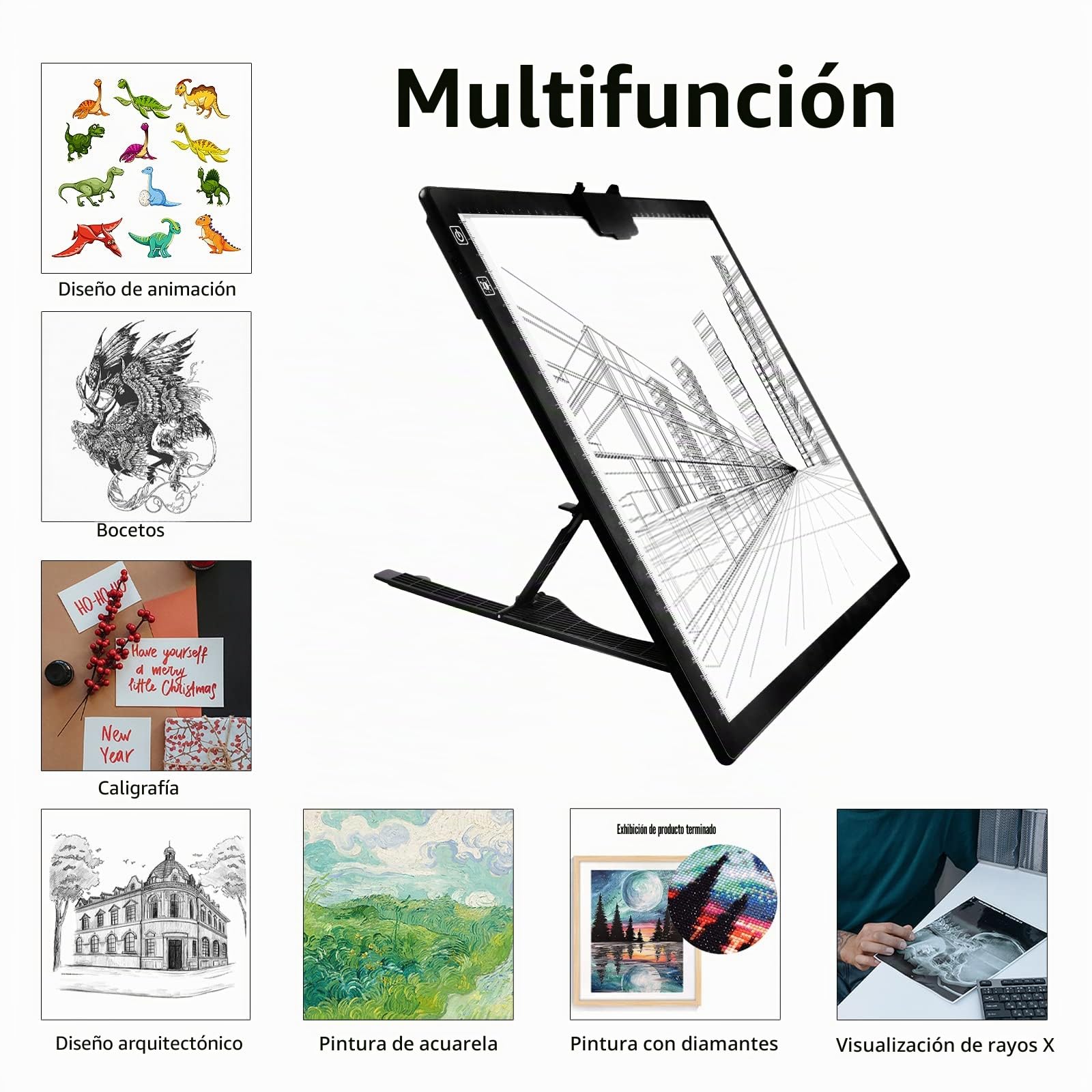 TOHETO A3 Recargable Mesa de Luz Para Calcar con Bolsa, Soporte Integrado,Clip Magnético, Mesa de Luz Dibujo Tableta de Luz, LED Tableta de Luz Dibujo de Dibujo para Bocetos Diseño 5D Diamante Pintura