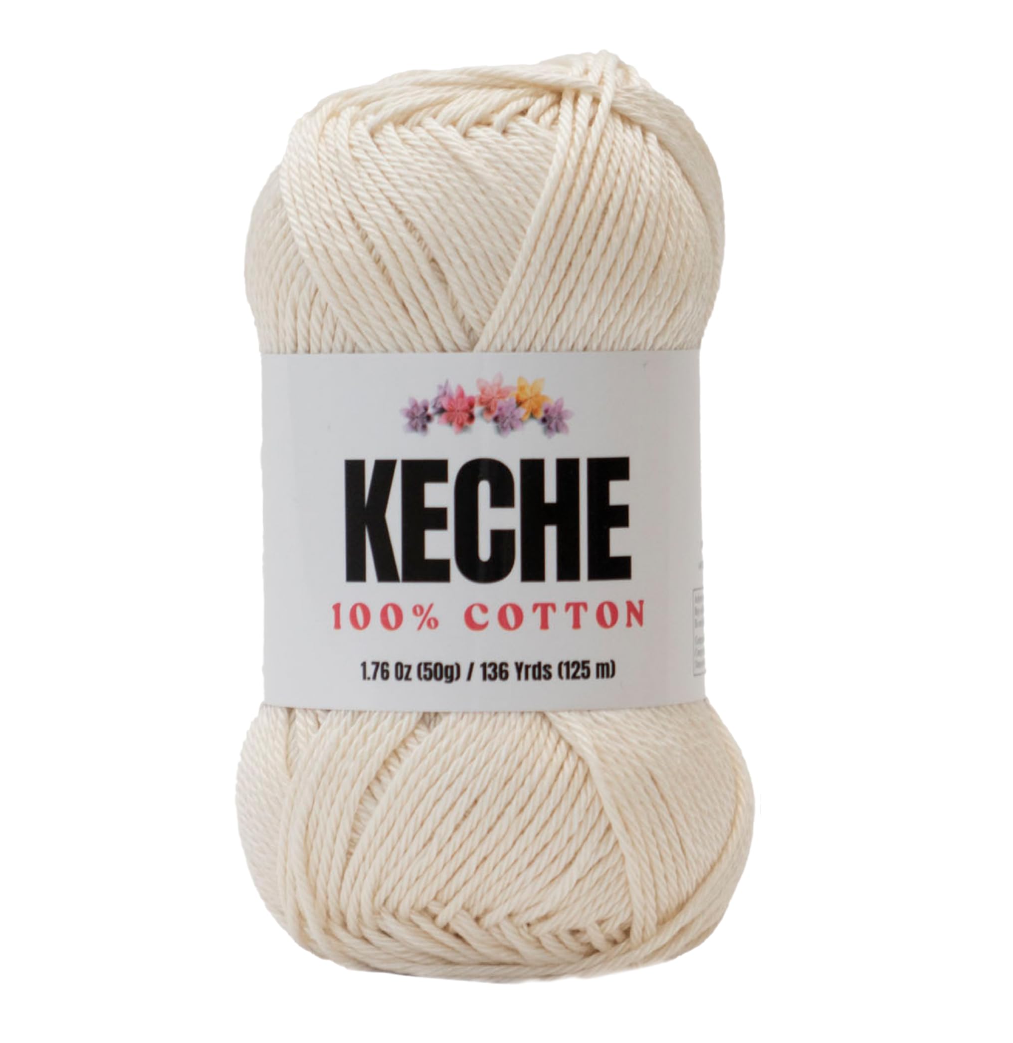 Cotton Yarn - 100% Cotton Yarn for Crocheting and Knitting, Mercerized Cotton Amigurumi Yarn Fine-Sport 2 1.76 oz (50g) / 136 Yrds (125 m) - Cream 5306 - CREAM 1 SKEIN