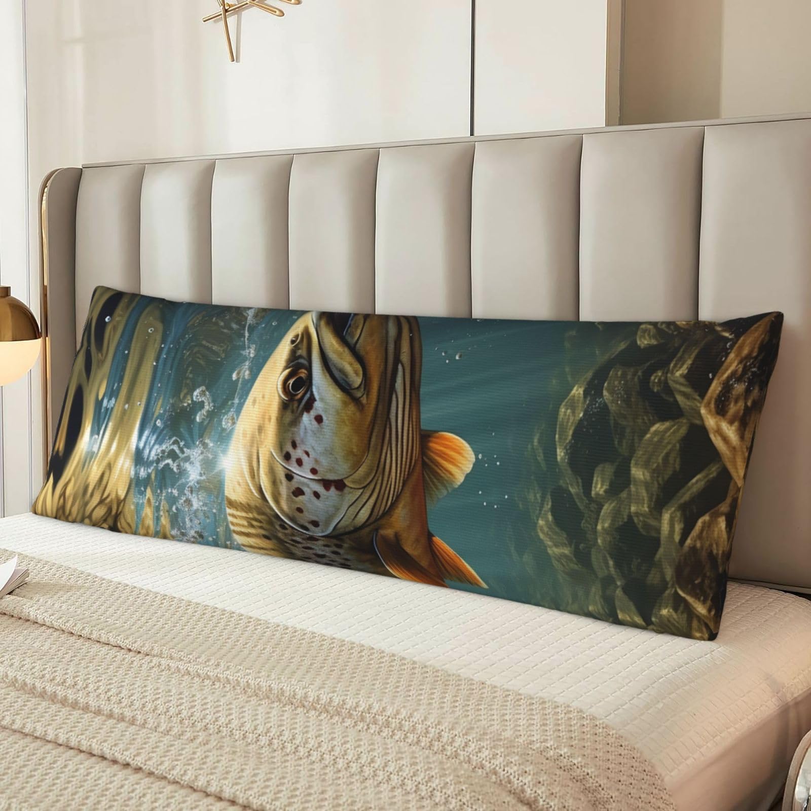 Fodpand Women's Black Fish Body Pillow Cover 20X54 Inches Soft Microfiber Long Pillow Case For Sleeping & Side Sleepers Comfy Breathable Decorative Body Pillowcase Gifts For Men