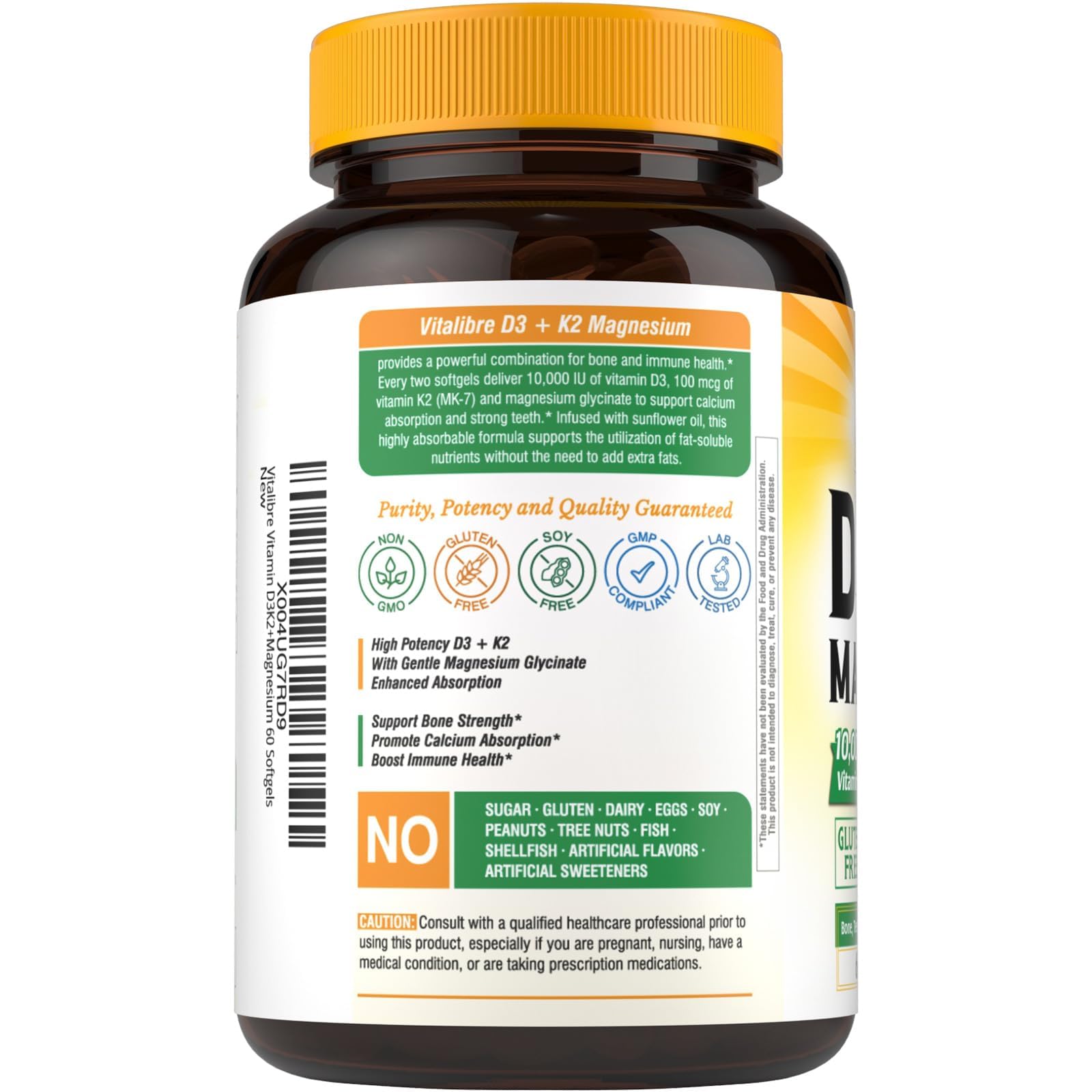 Vitalibre Vitamin D3 K2 10000 IU + Magnesium Glycinate, 60 Mini Softgels — Amazon image 9
