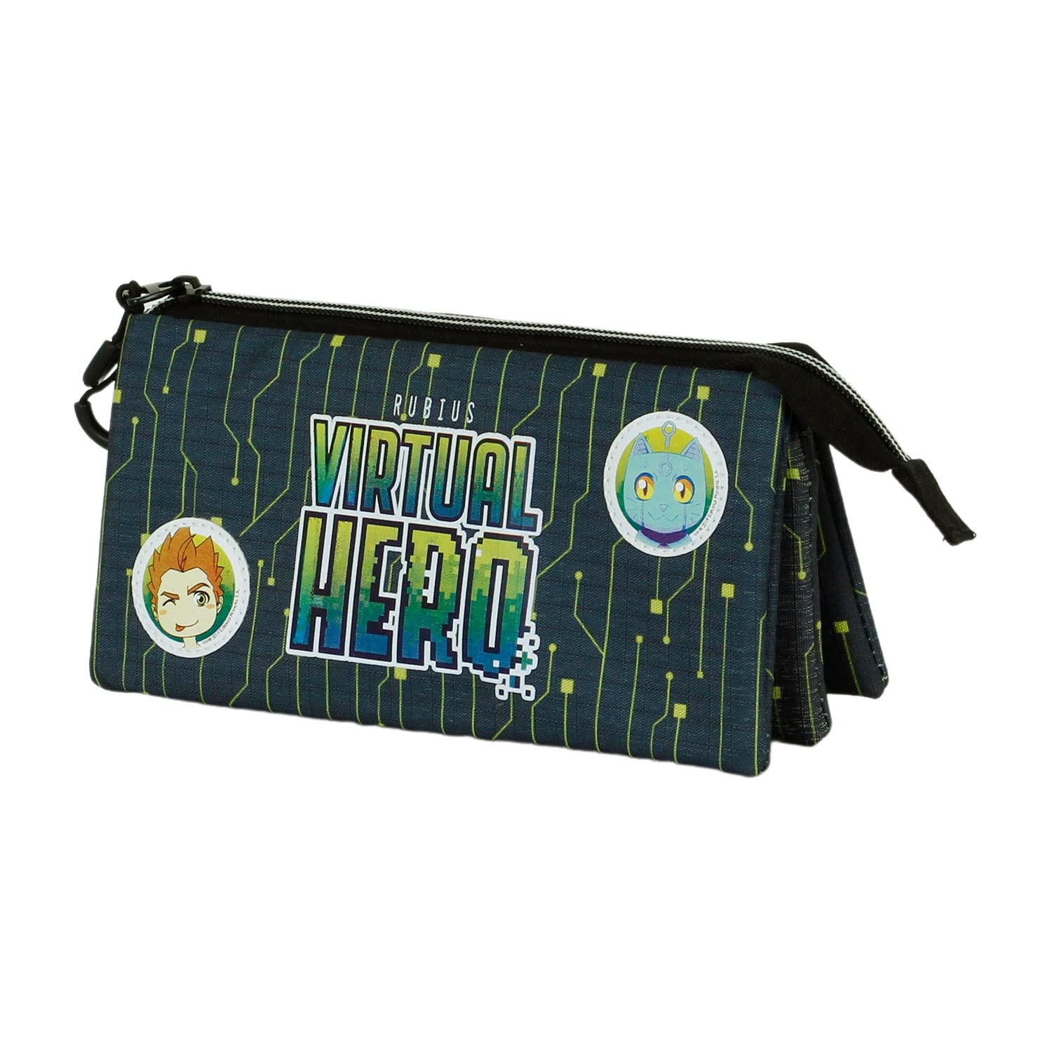 Virtual Hero OMG-Triple HS Pencil Case, Dark Blue, 23 x 11 cm