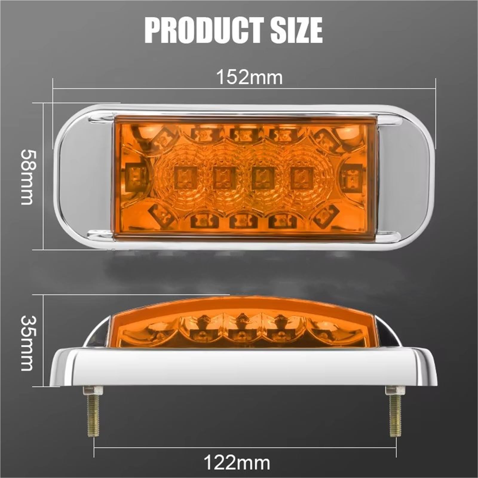 Genérico Intermitente coche Luz LED De Posición Lateral Camión Lámpara 12V Y 24V Indicador Freno Luces Señal Giro Impermeables Para Furgoneta Indicador de dirección(10pcs Yellow Light)