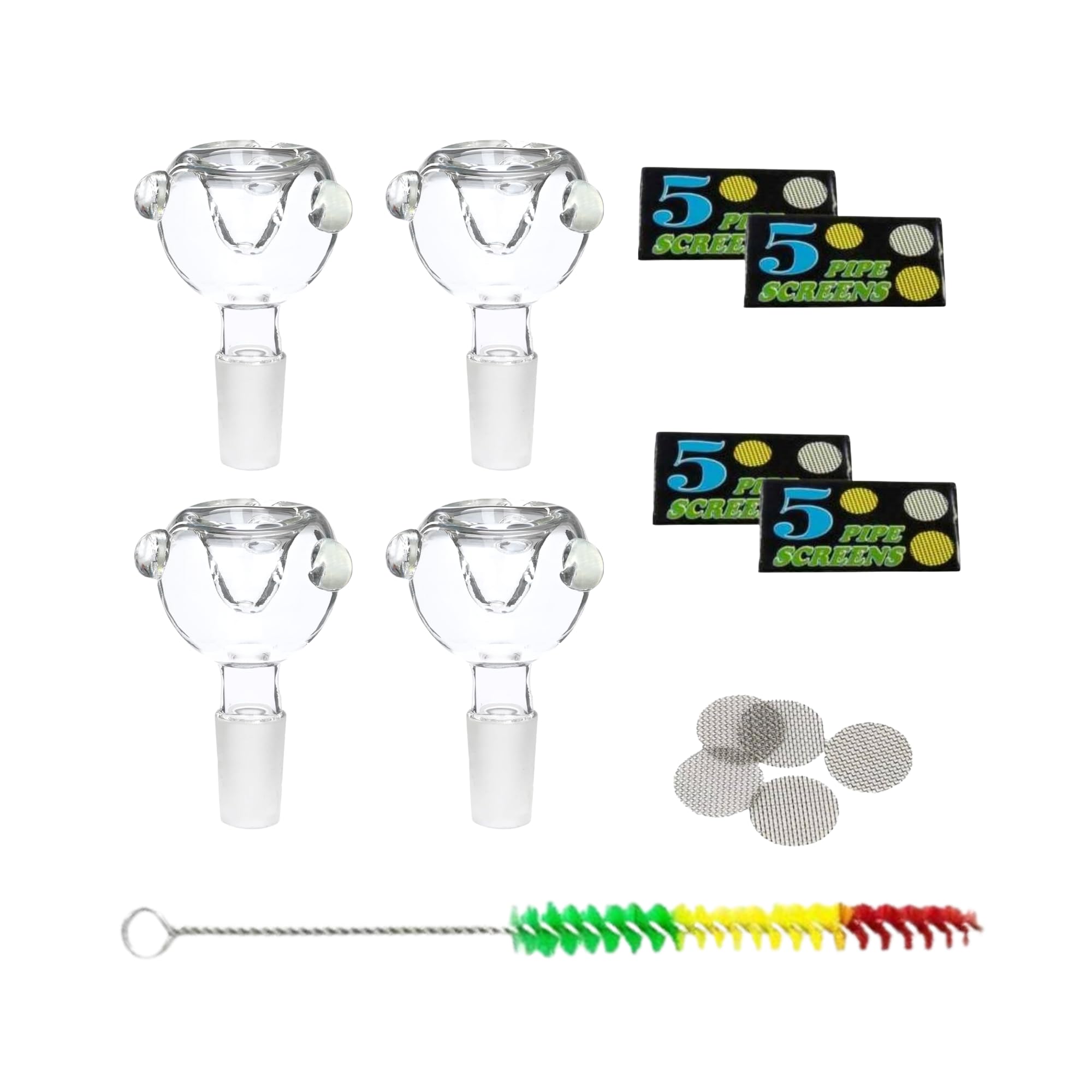 OutonTrip Borosilicate Glass Bong Bowl Slide Size 14.4mm Shooter – Set of 4 | Durable & Easy to Clean for Water Pipes