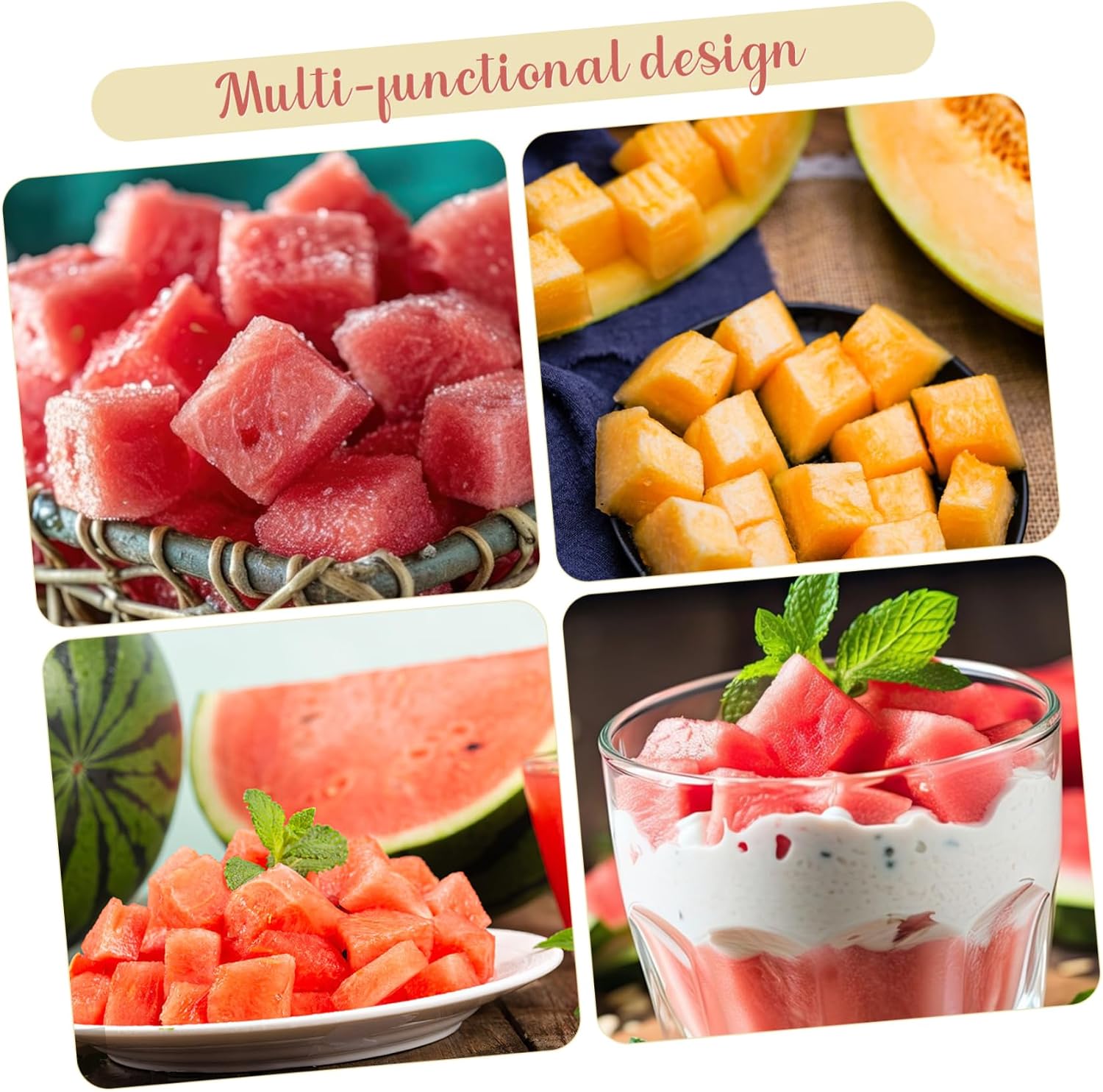 2 Pcs Watermelon Cube Cutter Tool, 304 Stainless Steel Fruit Slicer Xmas