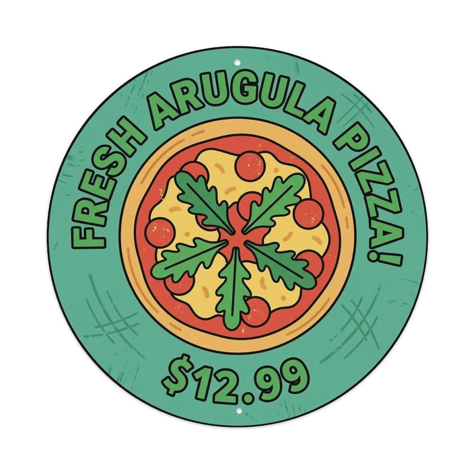 Huiyhb 8X8inch(20X20cm) Vintage Pizza Slice Italian Traditional Cuisine Arugula Metal Tin Sign