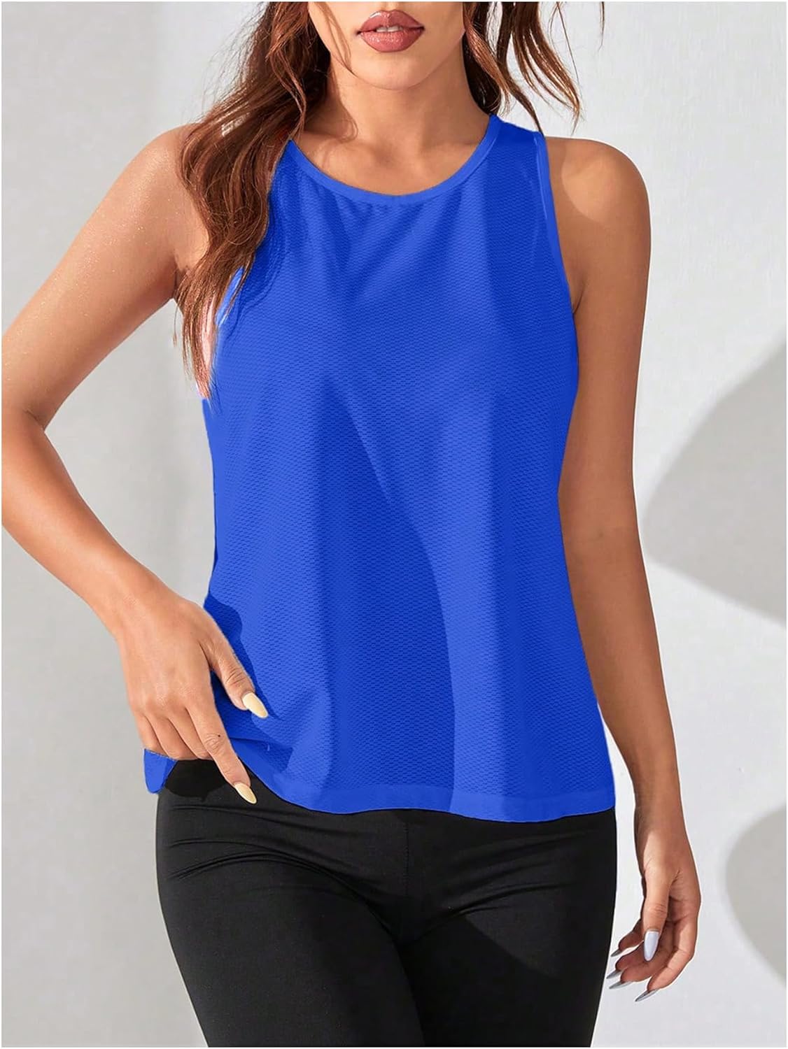 OYOANGLE Women's Sleeveless Workout Tops Racerback Athletic Loose Shirts Lightweight Yoga Gym Clothes Running Tank Tops - Image 2