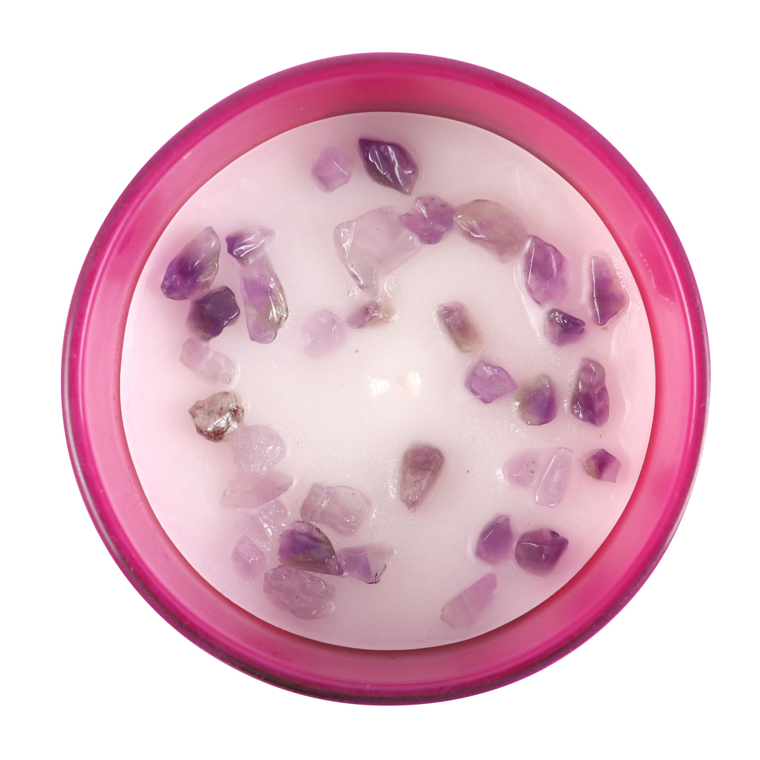 Aquarius Zodiac Candle with Bergamot & Mandarin Fragrance, Amethyst Crystal Chips - Spiritual Aquarian Power Stone