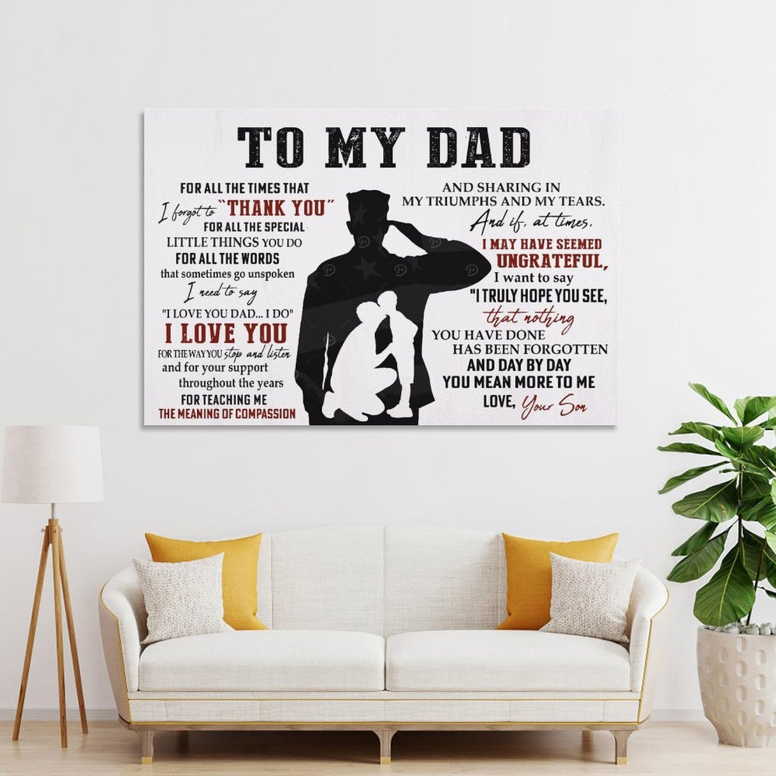 Junmoney Father Day To My Dad Home Decor Wall Art 24x36inch(60x90cm), for Small Homes, Bedrooms Or Open Spaces, An Easy Choice for New Home Styling