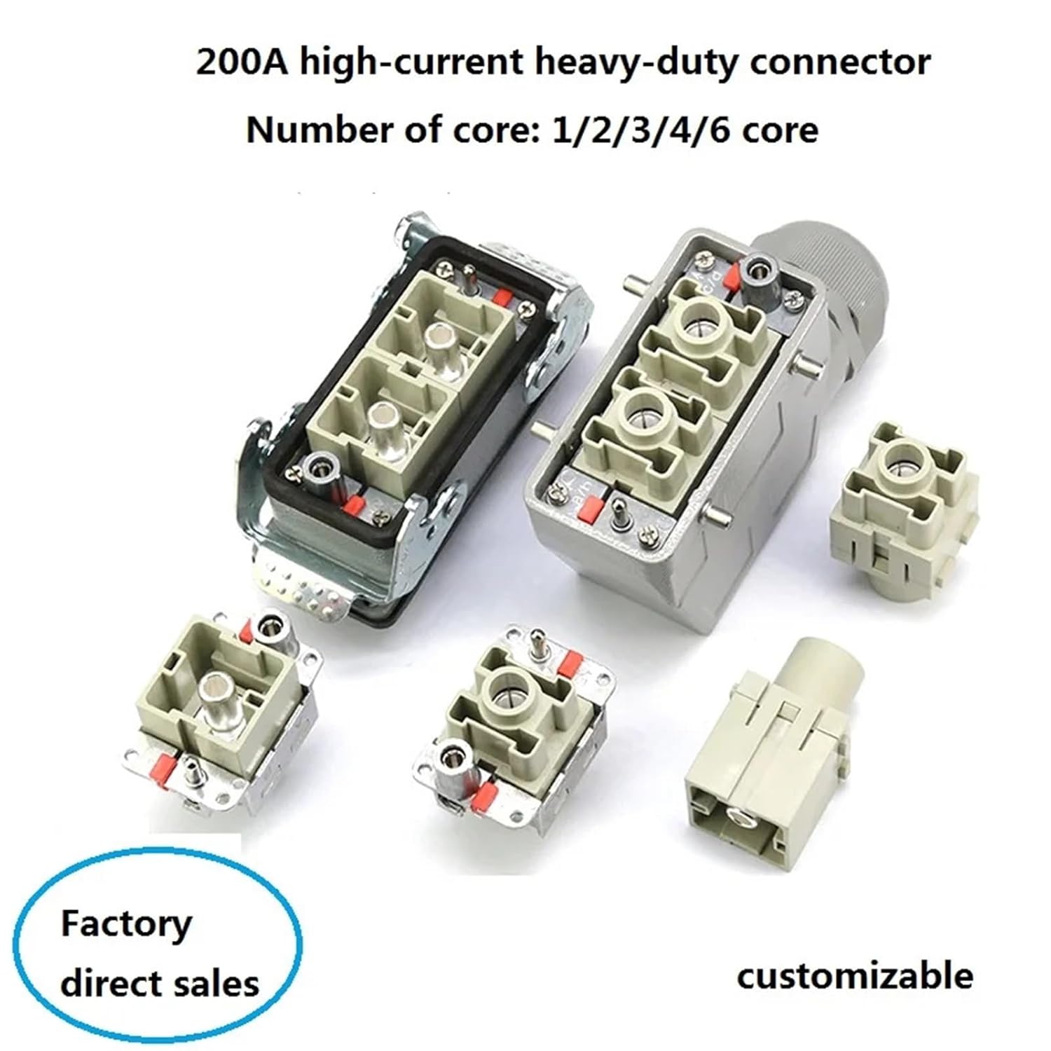 200A high-Current Heavy-Duty Connector 3 core Waterproof Plug-in Socket 500V 200A(3 core Side line)