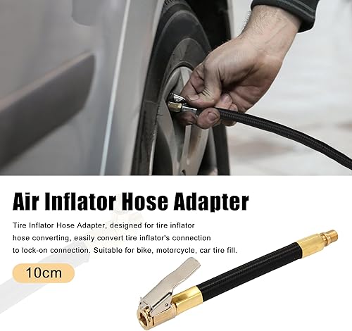 Miniatura 2 de X AUTOHAUX Cobre Nylon 3.9 in 4 "Válvula de neumático Conectar Tubo de aire Chuck Inflador Compresor Bomba Manguera de Extensión para Coche Moto