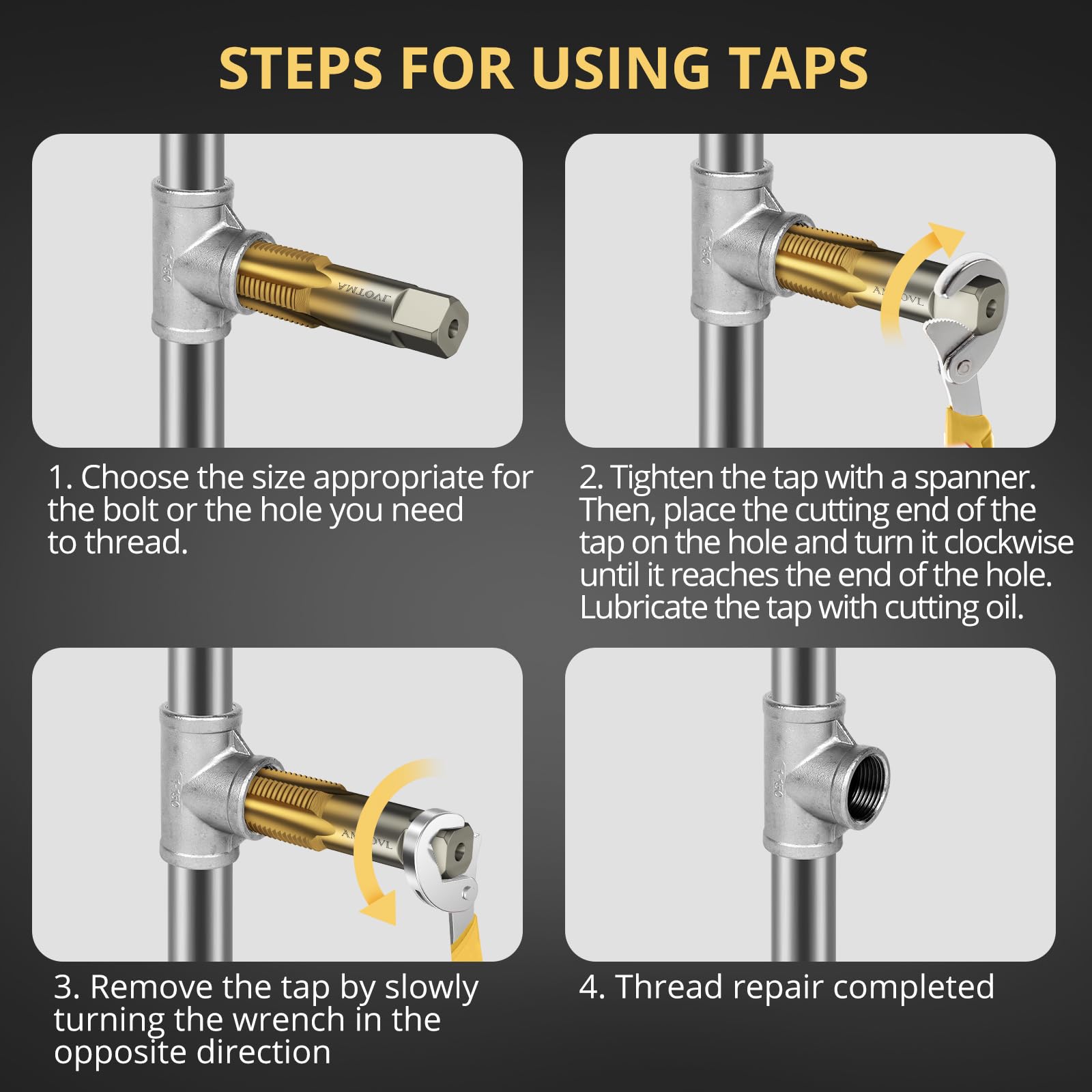 AMTOVL Pipe Tap Set - 6 Sizes, NPT Threading -5