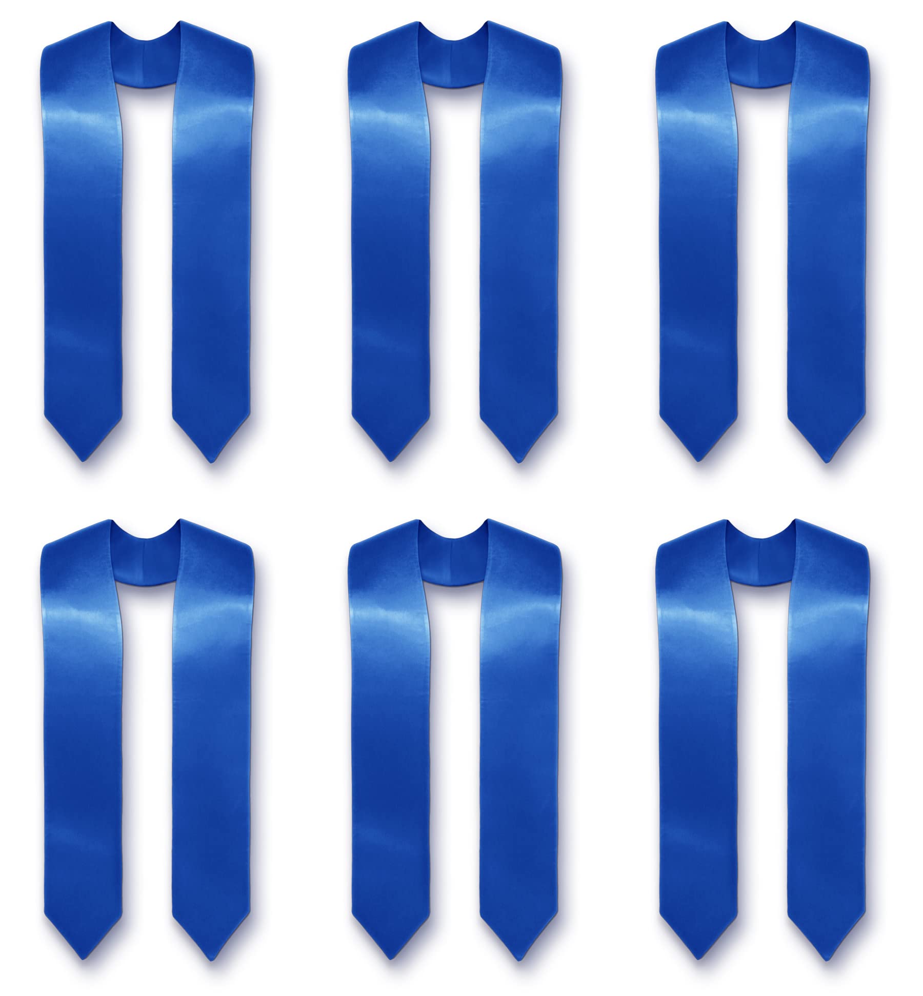 GenericPack of 6 Plain Blank Satin Graduation Stoles 66" x 4.5" - Finest Regalia Satin Stoles, Fully Lined to Drape Perfectly