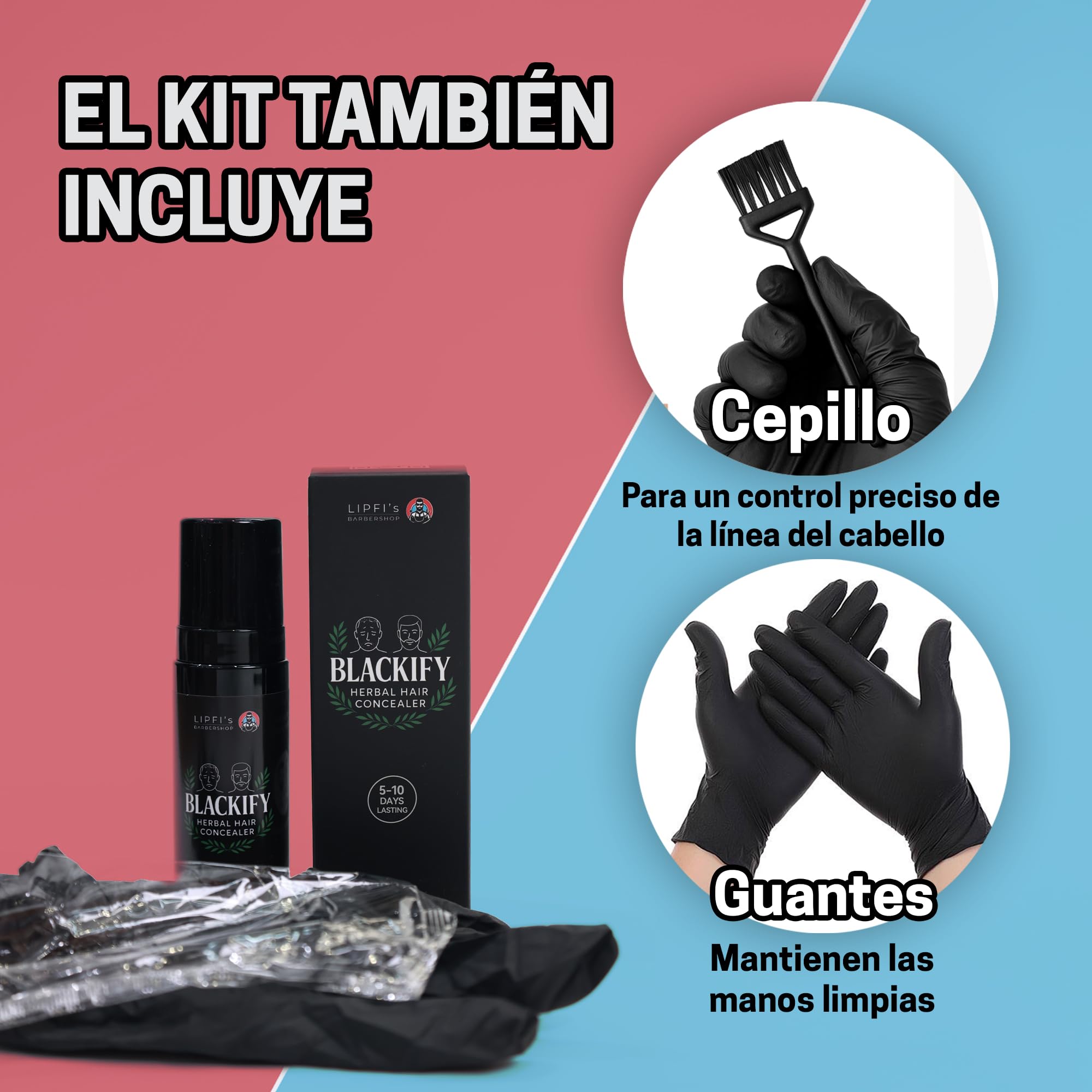 BLACKIFY - Corrector de cabello vegetal para cabello fino y zonas calvas, crema natural de larga duración con pigmentos vegetales, relleno vegano para hombres y mujeres (50 ml)