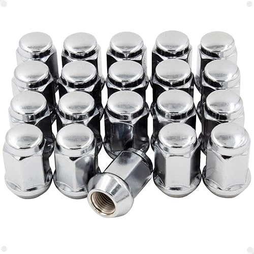 Vista 92 de Wheel Accessories Parts 20 tuercas hexagonales de 1/2"-20 roscas de 1.378 in 1.38" de largo cromadas 13/16" 0.827 in para Ford Mustang Jeep CJ