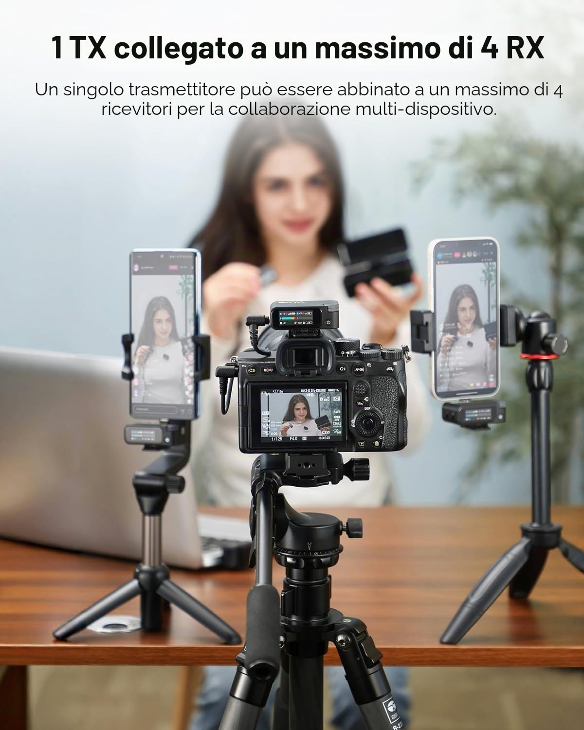 BOYA BOYAMIC 2 Lavalier - Microfono senza fili per iPhone/Android/PC, USB-C Mini microfono con cancellazione del rumore AI, 300 m, 48 KHz/32 bit, microfono a scatto per registrazione video, vlog