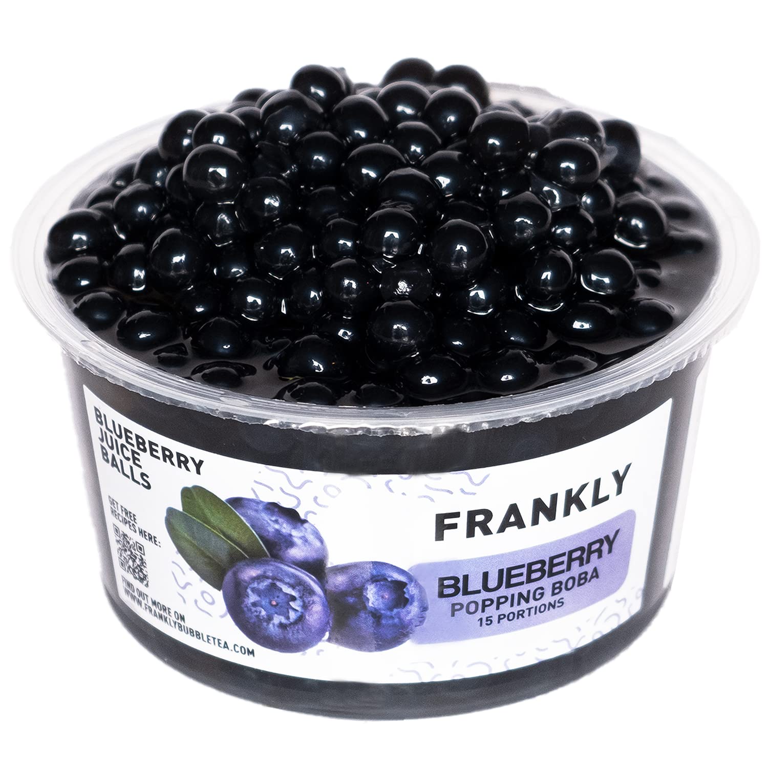 FRANKLY Popping Boba - Esferas de fruta para Bubble tea, té de burbujas, yogur, pasteles y dulces (Aràndanos, 450g)