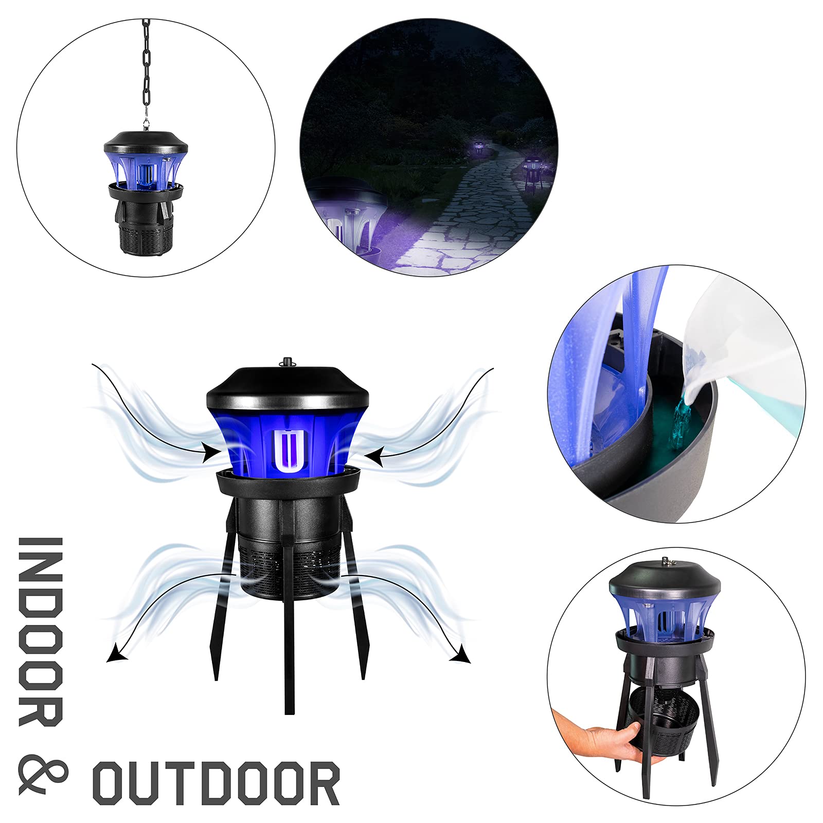 MAUK® UV Insekten LEBEND-Falle | Turbo Fan mit Absaugtechnologie für Kleintiere: Mücken, Fliegen, Wespen, Hornissen | Outdoor