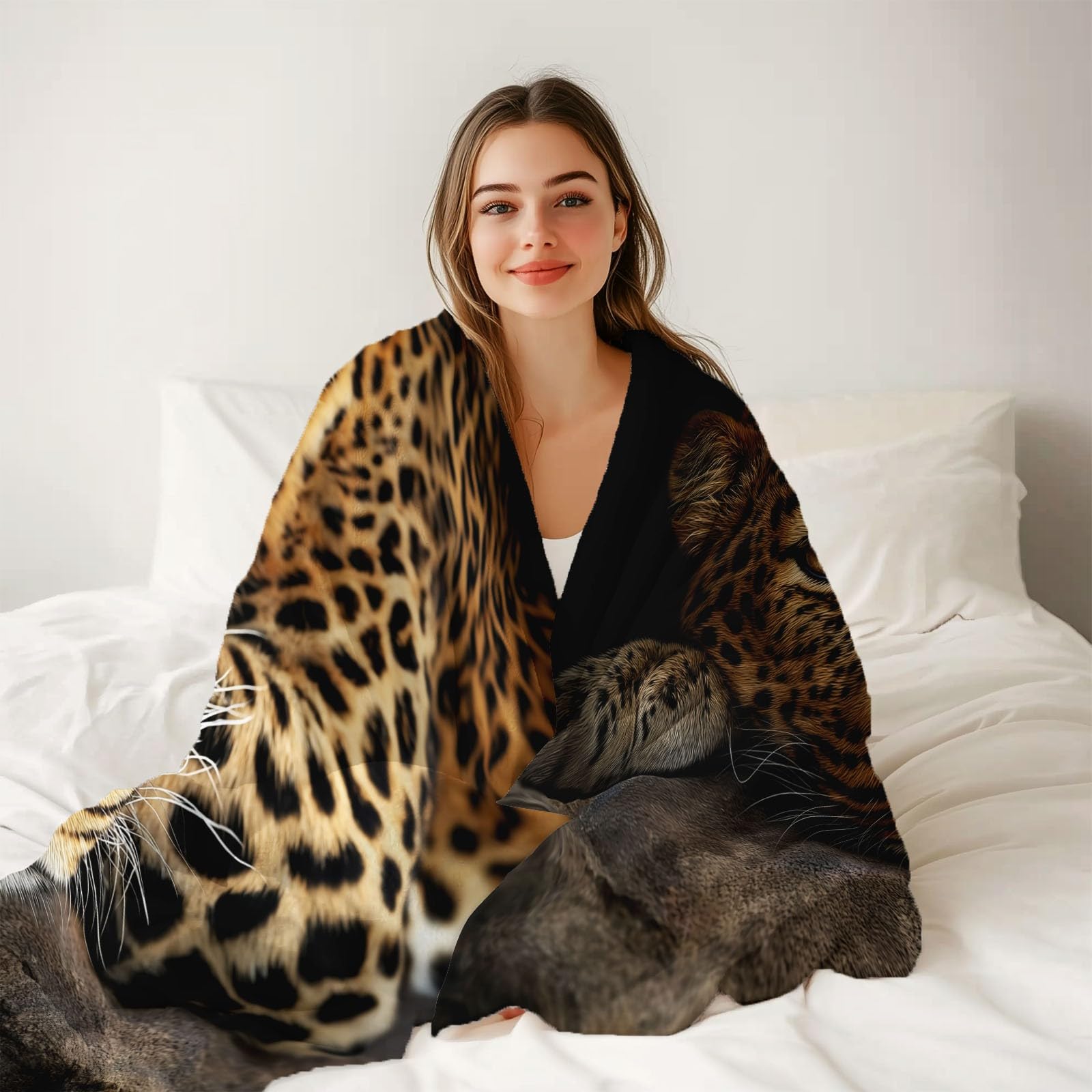 Decke Flanell 150 x 200 cm Geschenke für Frauen und Männer - Natur Tiere Fotografie Leopard Witzige Geschenke für Freunde zu Weihnachten und Geburtstag, Braunes