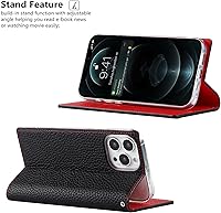 Vista 24 de iCoverCase Funda tipo cartera compatible con iPhone 13 Pro Max con ranuras para tarjetas, funda magnética de piel auténtica con bloqueo RFID, Naranja