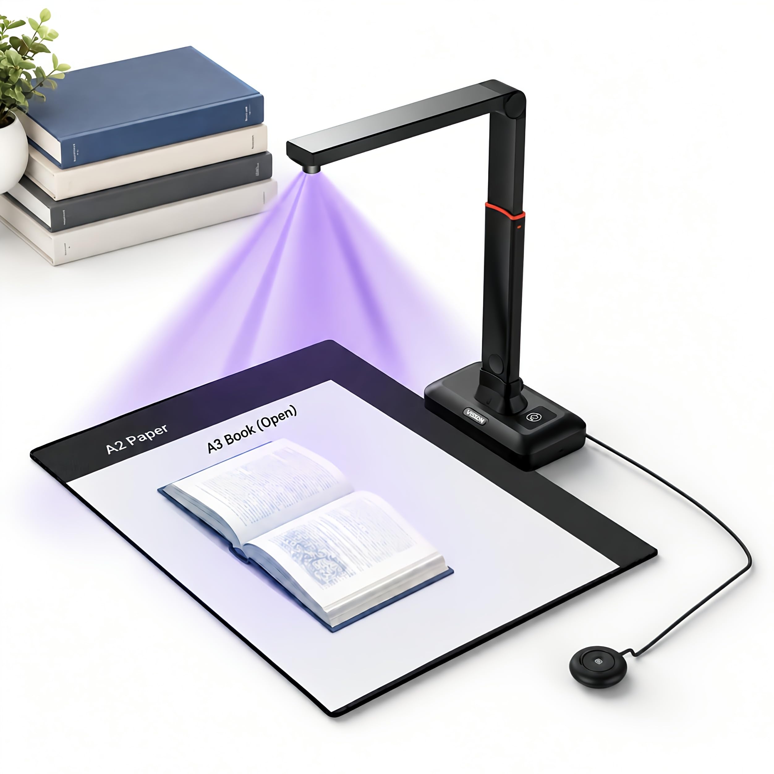 Document Camera & Book Scanner, DB8401 16MP USB Document Camera & Scanner for Classroom/Office, with Auto Focus, OCR & Text‑to‑Speech, Portable Document Scanner & Book Camera, for Windows/macOS