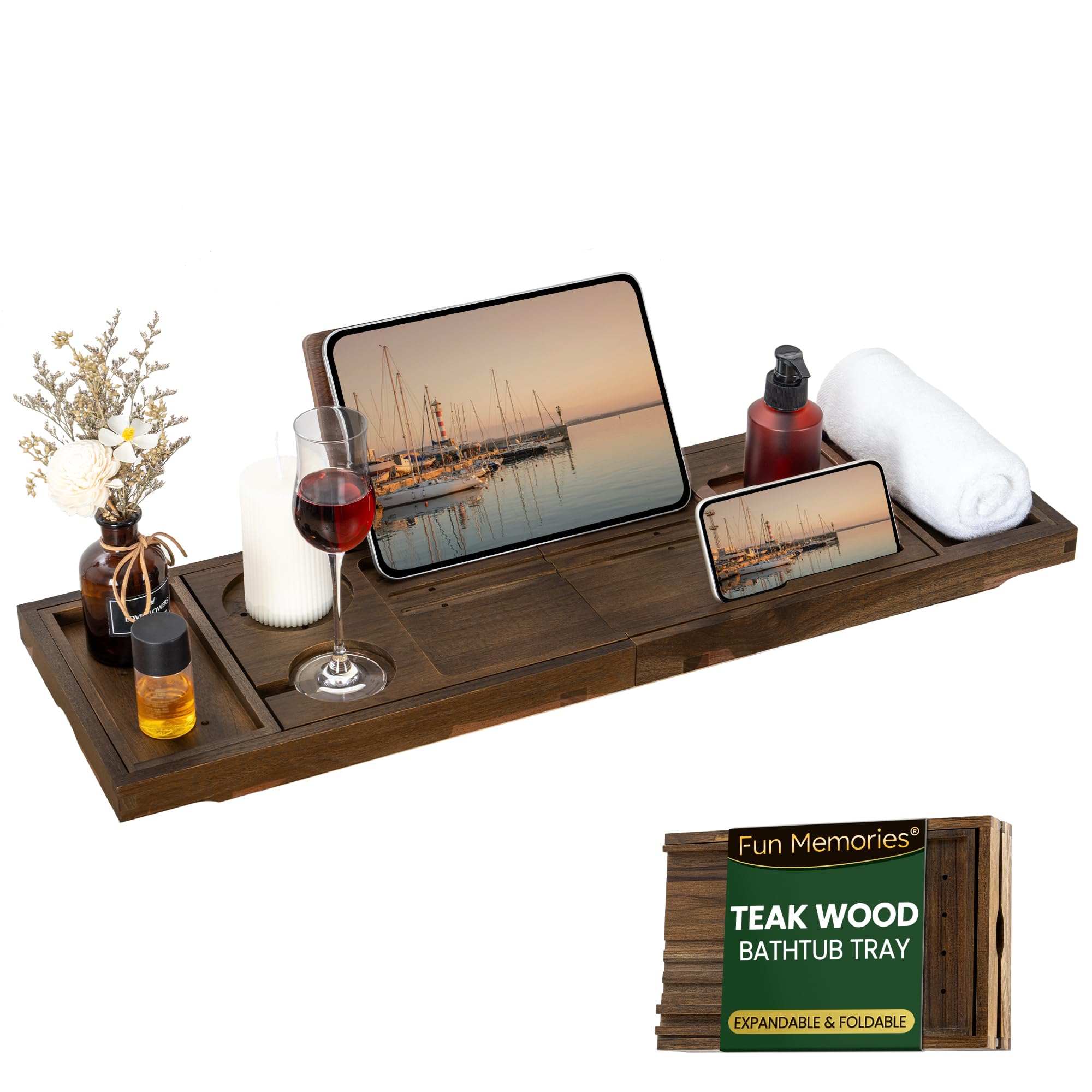 Fun Memories Teak Bathtub Tray