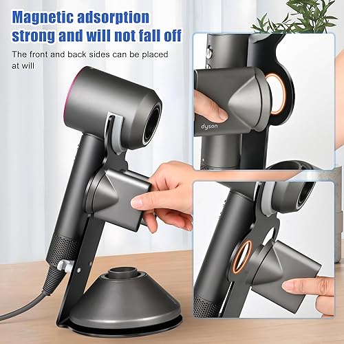 Miniatura 3 de I'SMARTMOON Soporte para secador de pelo Dyson Supersonic, soporte de aleación de aluminio, soporte de enchufe de alimentación, organizador de baño