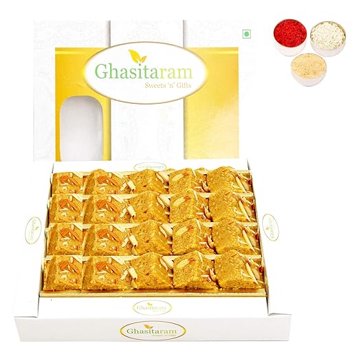 Ghasitaram Gifts Bhaidooj Gifts Sweets - Nani's Special Besan Barfi 400 GMS