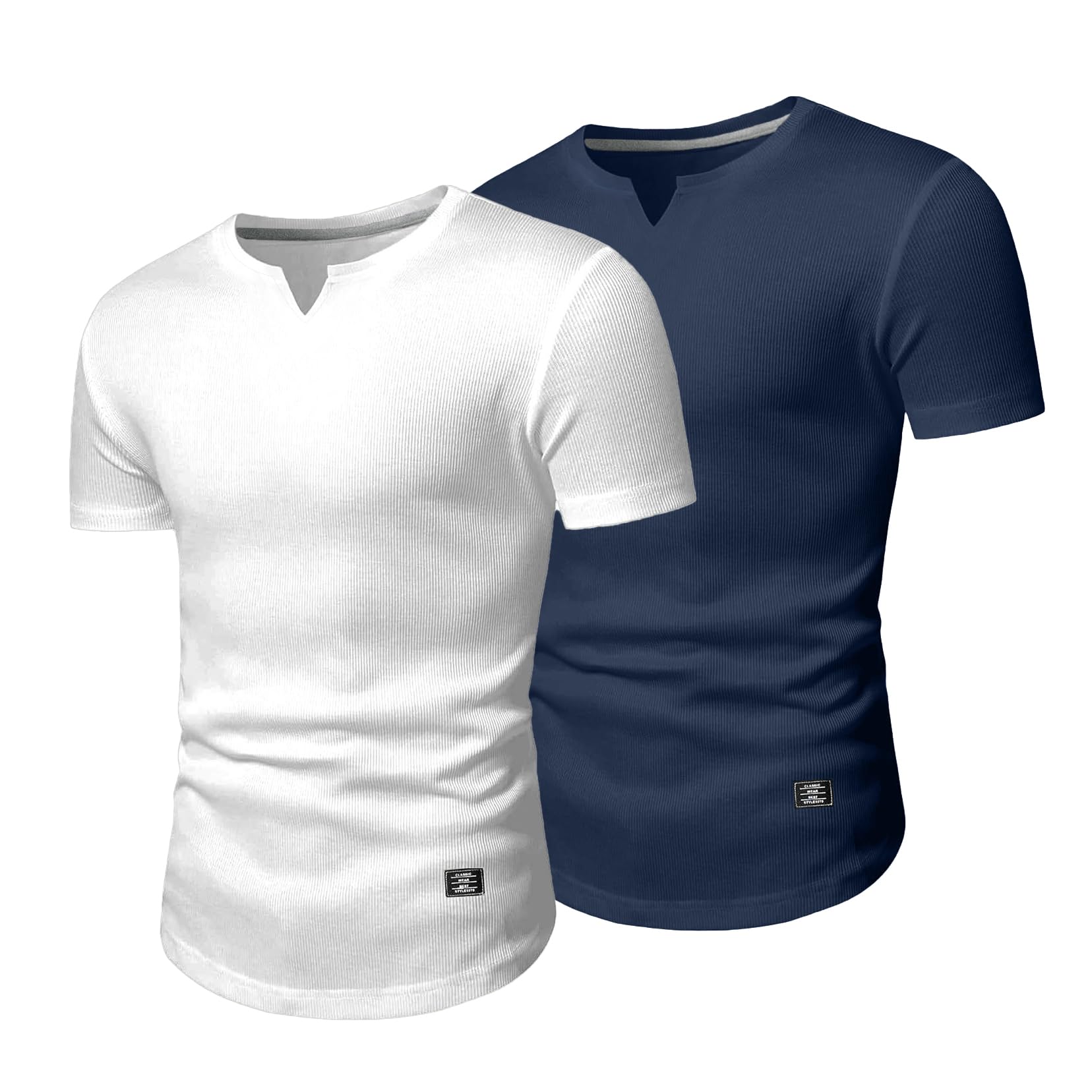 JMIERR Mens Muscle Slim T Shirts Texture V Neck Longline Henley Gym Workout Athletic Tee Shirt
