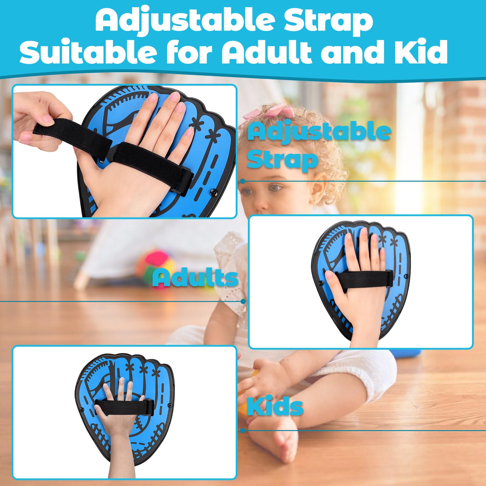 BOOSTEADY Ensemble de Balles à Lancer et à Attraper, Jeu Catch Ball et Toss avec 4 Balles Adhésives & 4 Gants de Baseball, Jeux de Jardin en Plein Air pour Adolescent