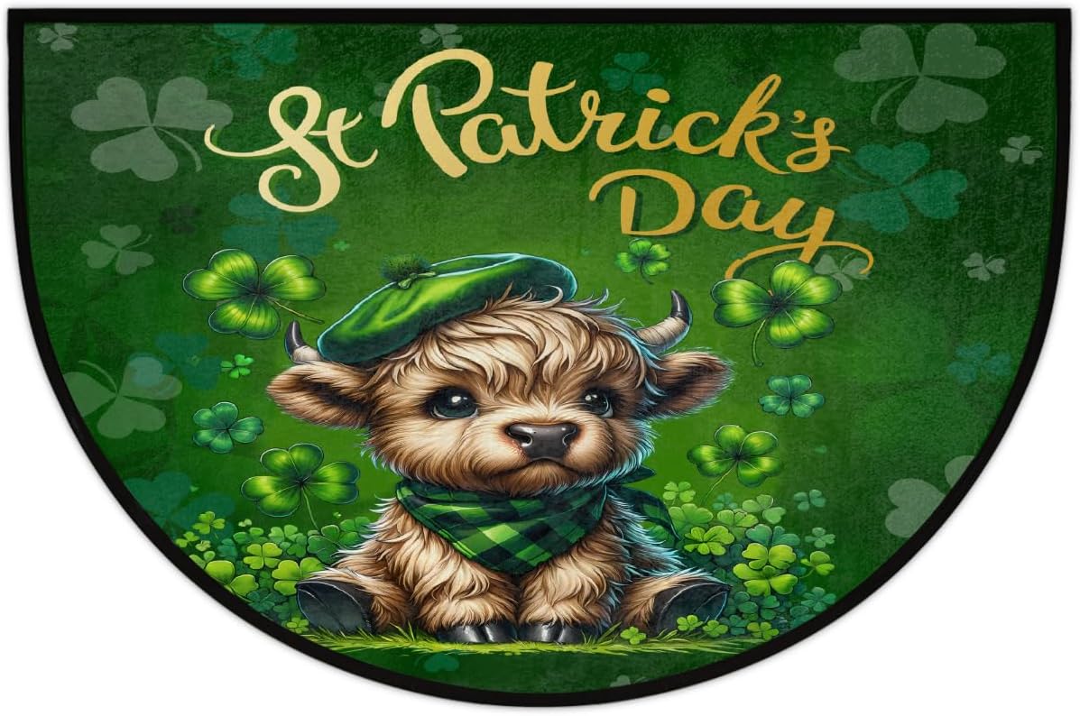 Half Round Door Mat Moon Washable Non-Slip Doormat Welcome Semi Circle Area Rug Half Moon Mats Semi Floor Rugs Indoor Entrance Kitchen Bedroom Living Room Decorative Gift