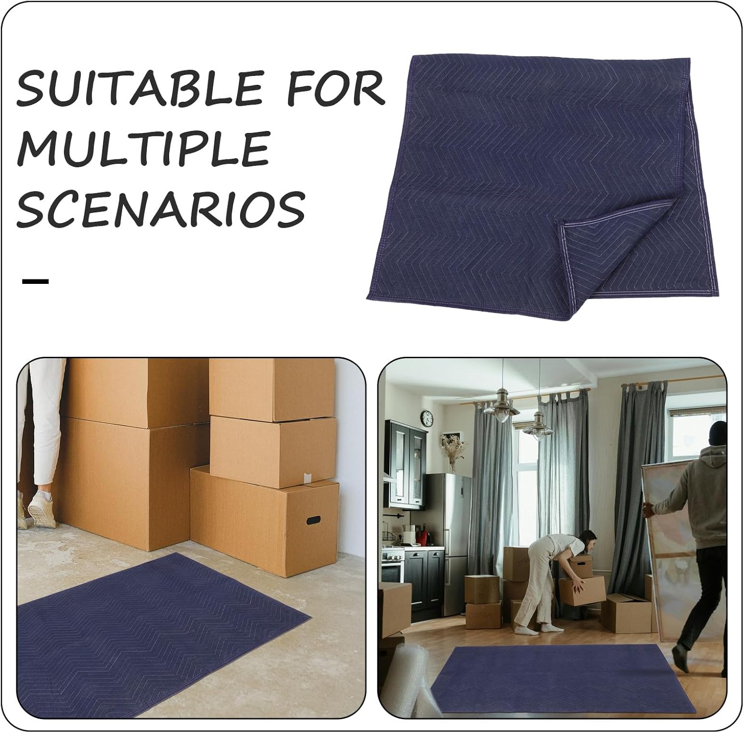 Heavy Duty Moving Blanket Quilted Anti-Slip Packing Blanket 72x40 Inches Tear-Resistant Furniture Moving Pad and Daily Use