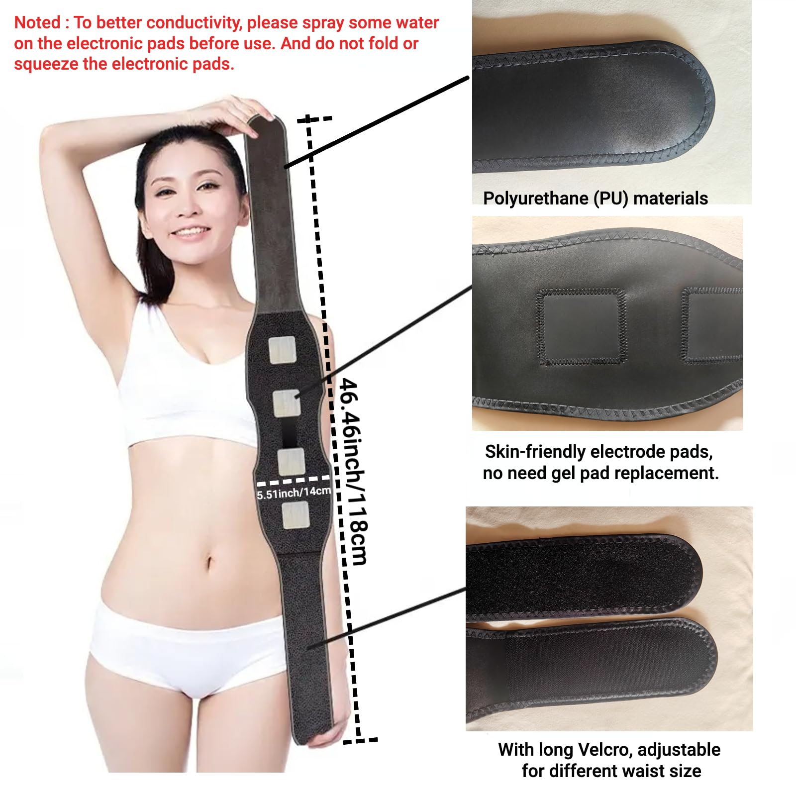 Cinturón EMS para abdominales y core | 6 modos, 18 niveles de intensidad, cinturón tonificador abdominal ajustable de 118 cm | Equipo de fitness para el hogar recargable por USB para mujeres y hombres