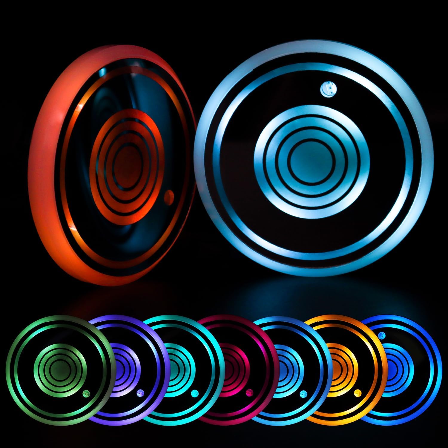 2 Pieces LED Car Cup Holder Lights,7 Colors Changing USB