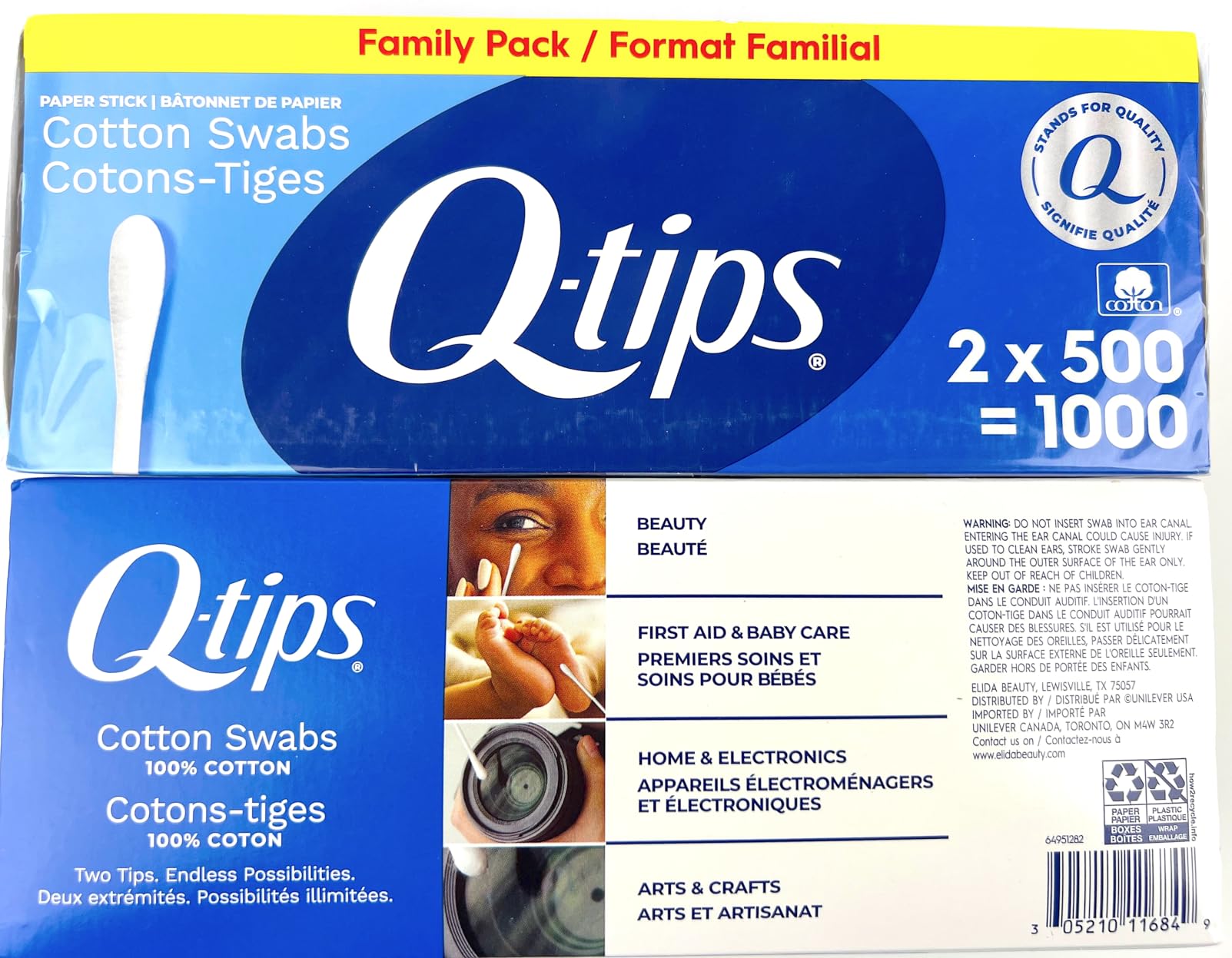 Q-tips Cotton Swabs, 500 Count (Pack of 2)