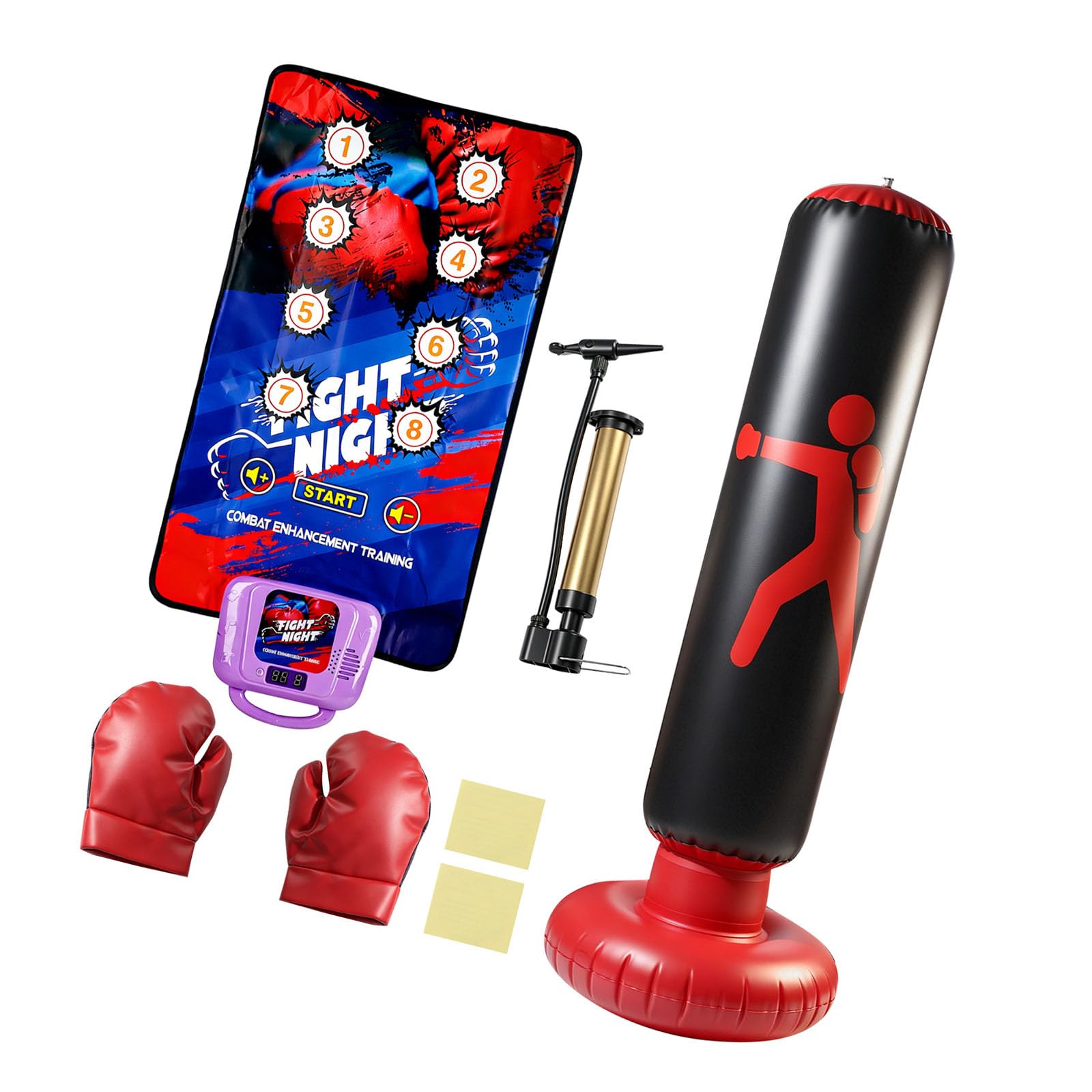 Juego de almohadilla de puntuación electrónica para jóvenes con bolsa inflable independiente, guantes y bomba de mano para el hogar, sala de juegos, juego activo