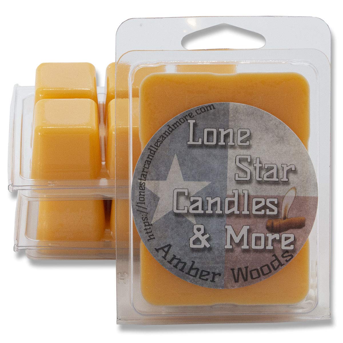 Amber Woods Scented 3-Pack of Premium Lone Star Candles and More Hand Poured Soy Wax Melts, A Romantically Floral Scent of Jasmine, Violets, and Sandalwood, 18 Maximum Scented Warmer Cubes, USA Made